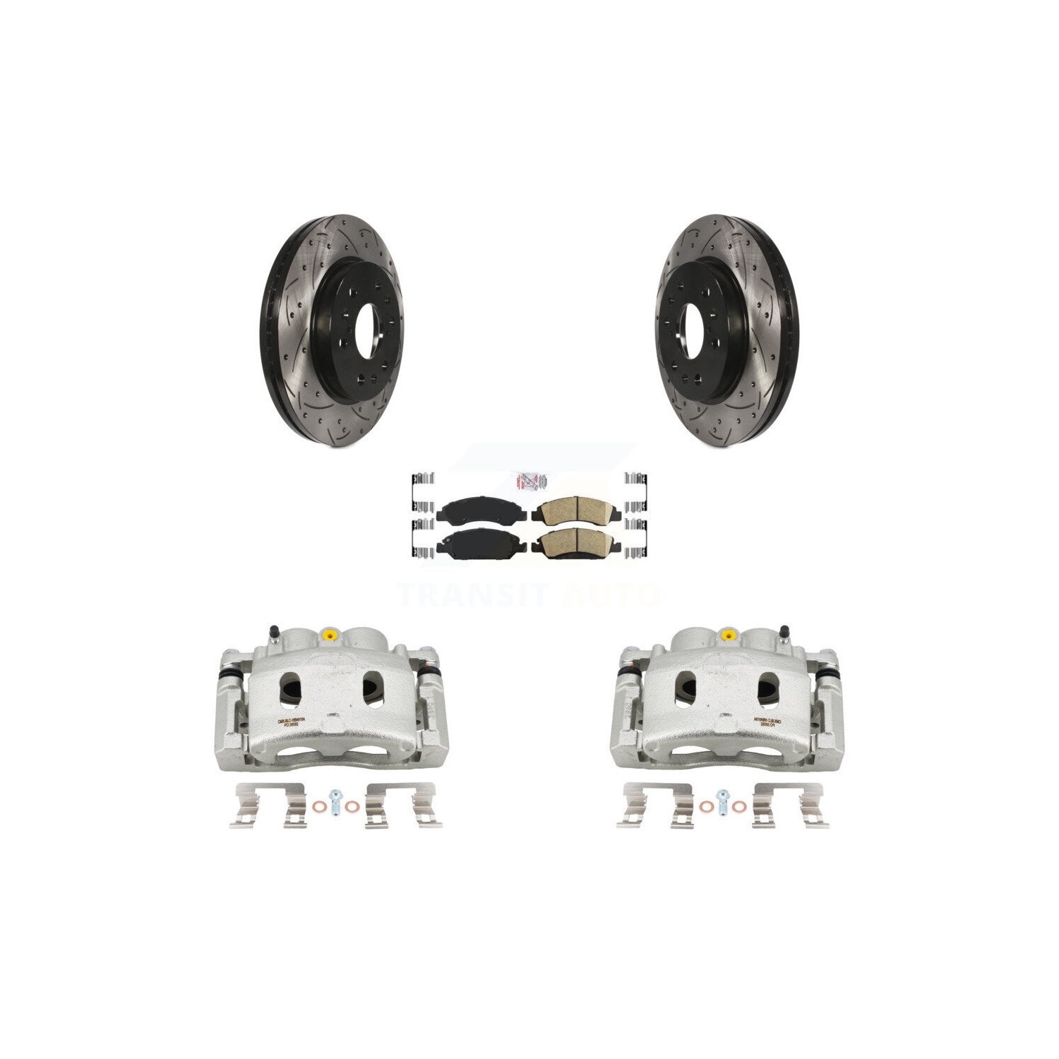 Front Brake Caliper Drill Slot Rotor Ceramic Pad Kit For GMC Sierra 1500 Chevrolet Tahoe KCD-100292N