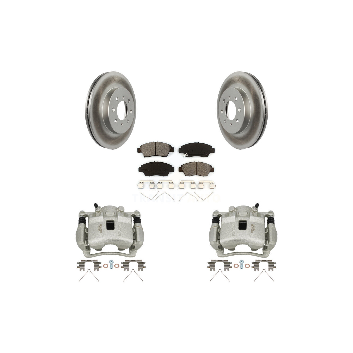 Front Disc Brake Caliper Coated Rotors And Semi-Metallic Pads Kit For Honda Civic KCG-100607S