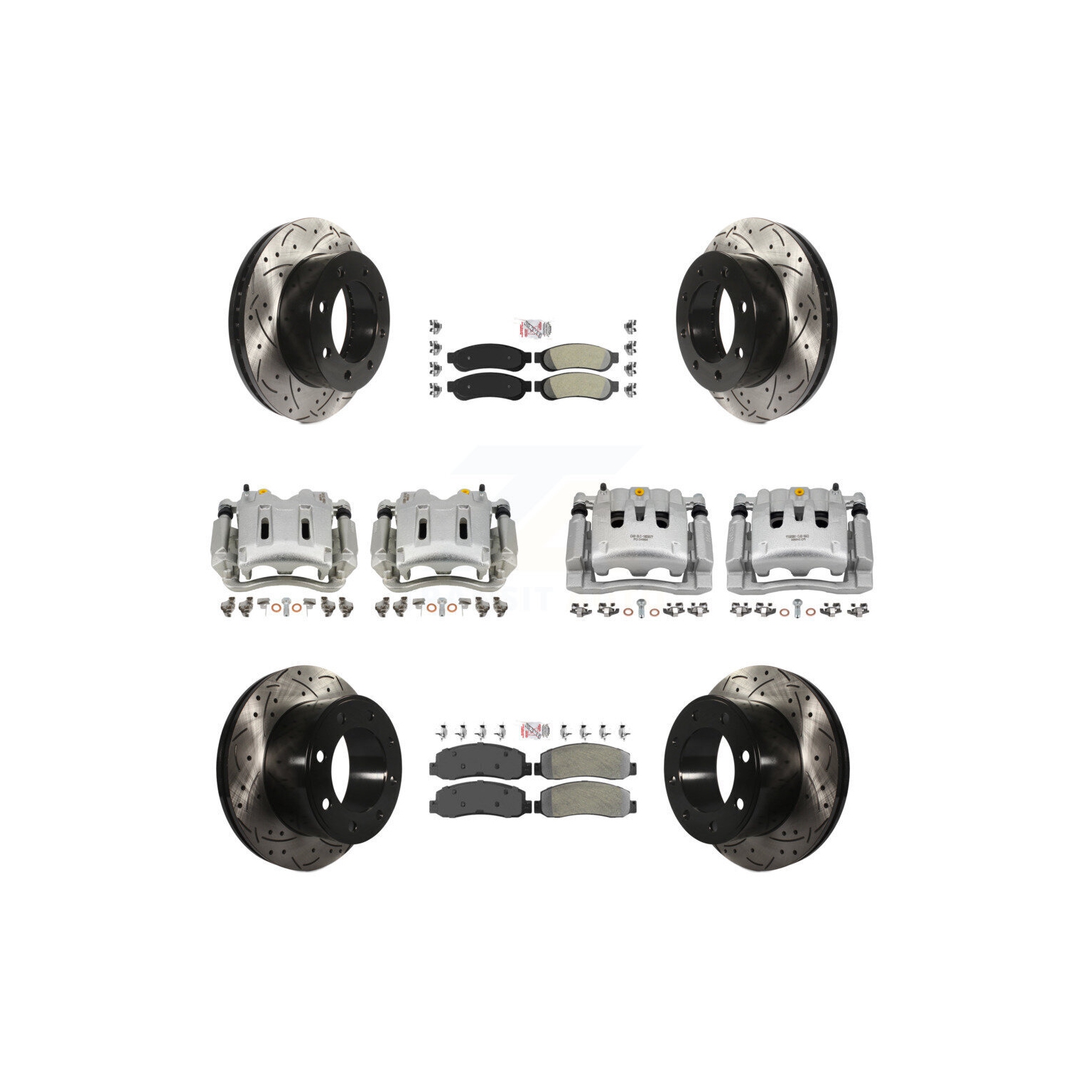 Jeu de plaquettes semi-métalliques pour disque de frein arrière recouvert d'étrier de frein à rainure percée pour KCD-101249N