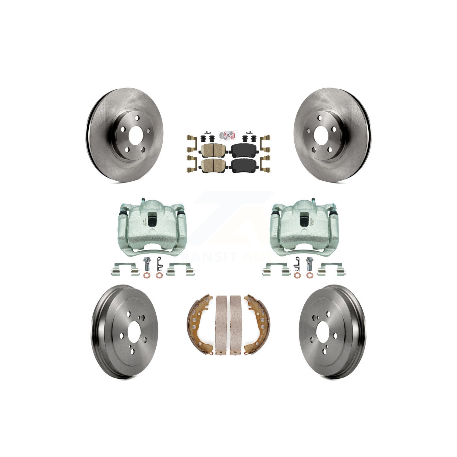 Front Rear Disc Brake Caliper Rotors Drums Ceramic Pads Kit For Toyota Corolla KC8-101590N