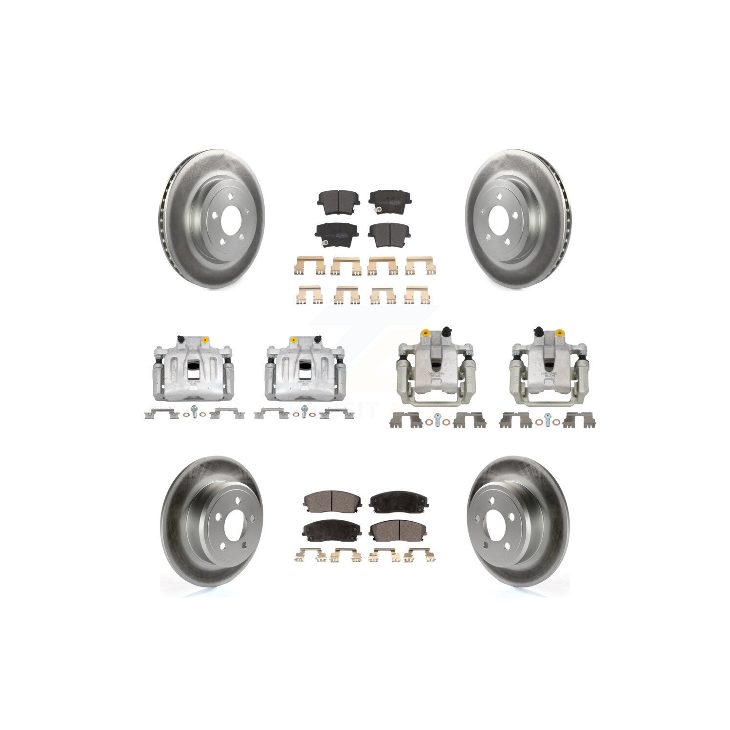 Front Rear Disc Brake Caliper Coat Rotors Semi-Metallic Pad Kit For Dodge Charger KCG-100797P