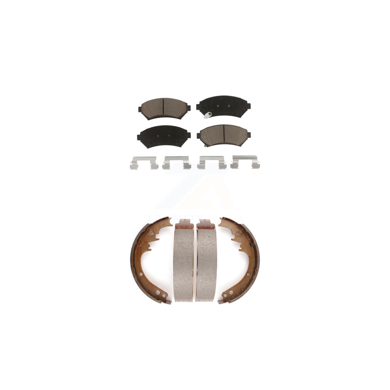 Front Rear Ceramic Brake Pads & Drum Shoe Kit For 97-99 Cadillac DeVille Disc rear brakes KCN-100323