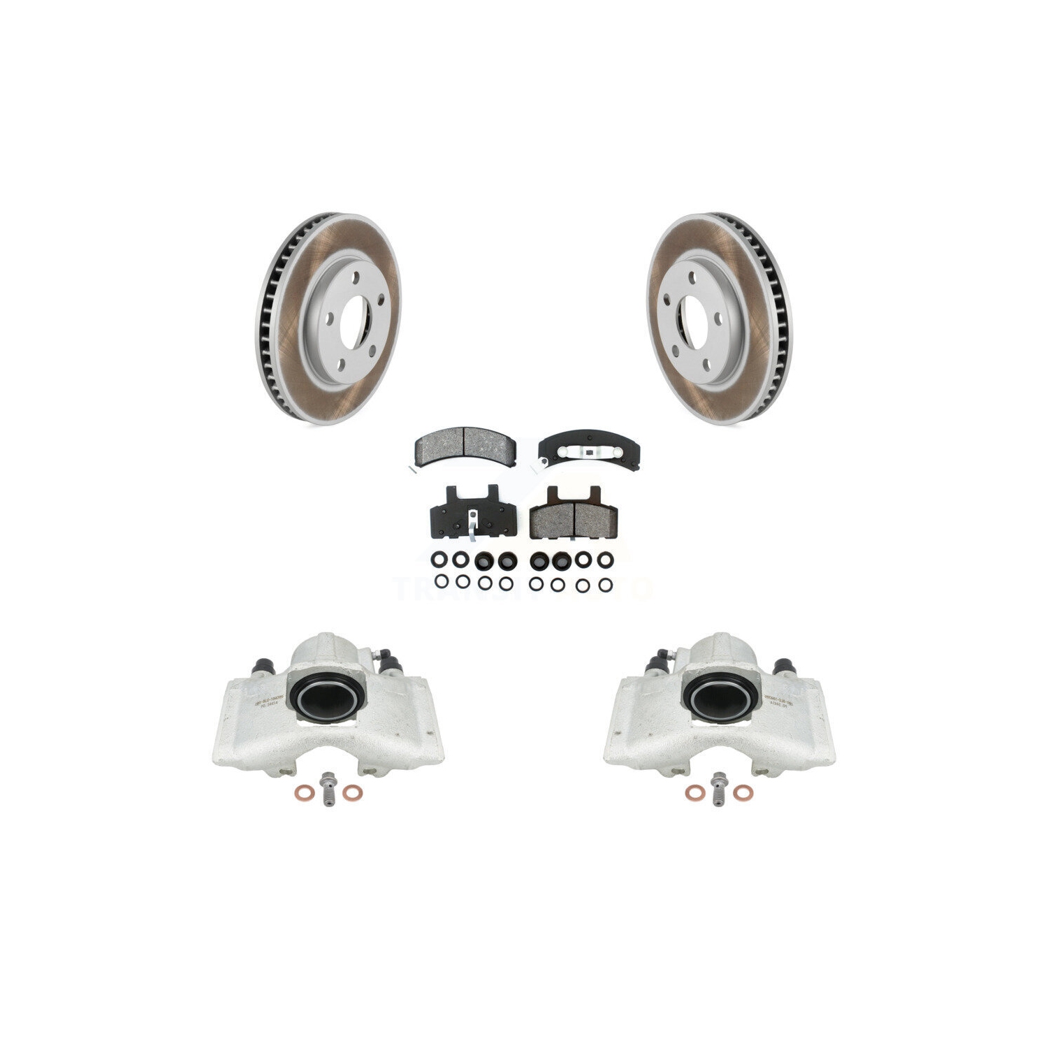 Front Brake Caliper Coat Rotor & Semi-Metallic Pad Kit For Cadillac DeVille Fleetwood 60 KCG-100620S
