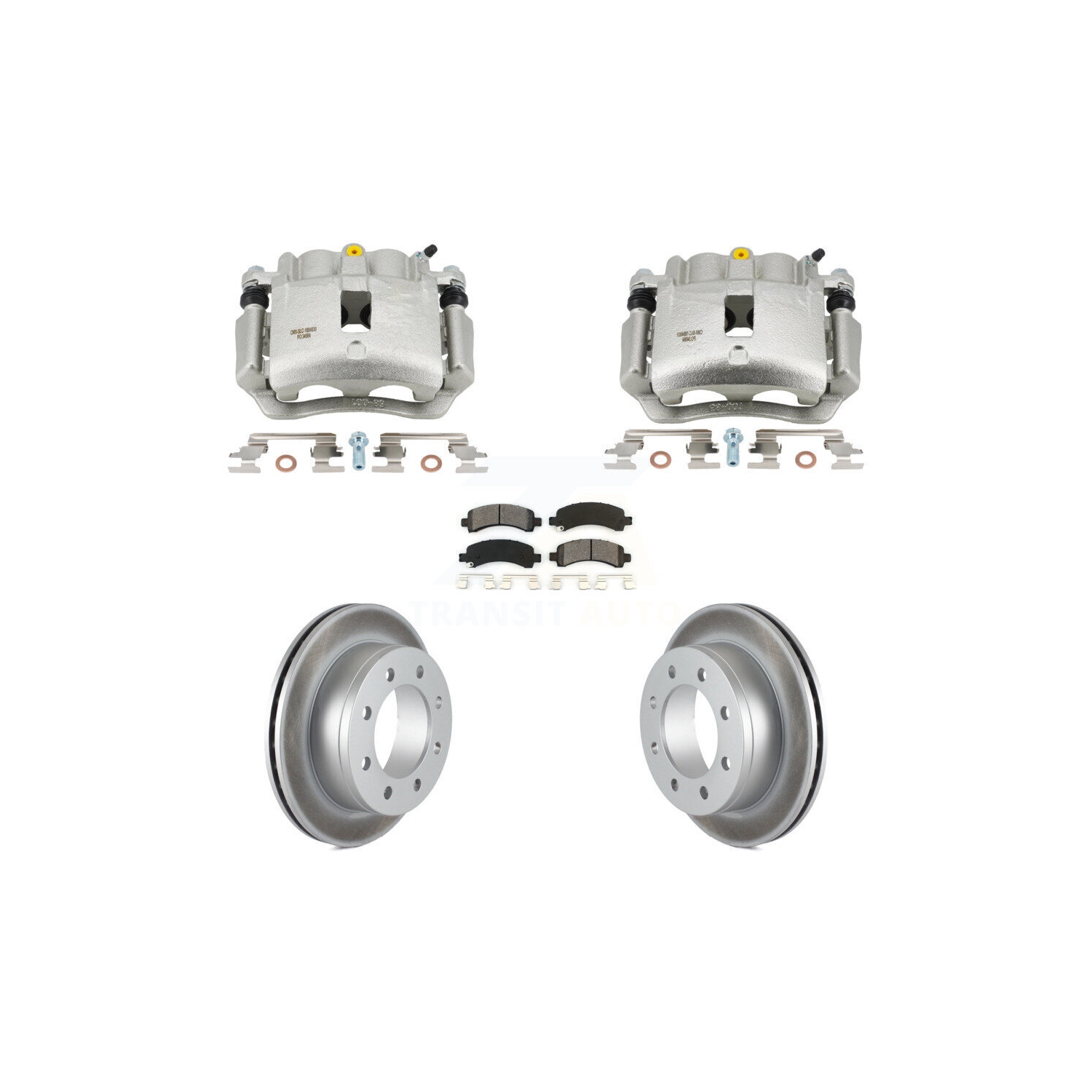 Rear Disc Brake Caliper Coated Rotors And Semi-Metallic Pads Kit For GMC Savana 2500 KCG-101099S