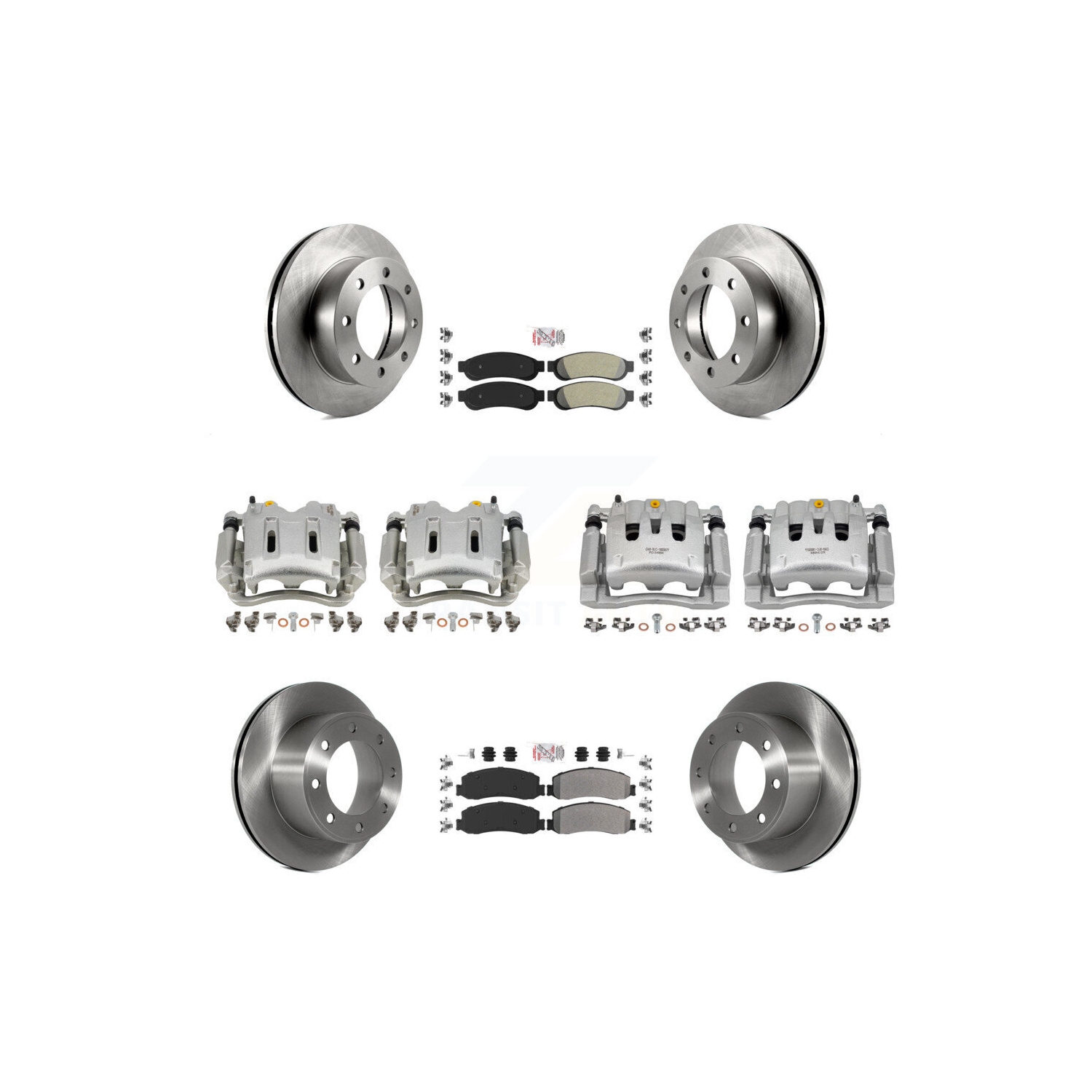 Front Rear Brake Caliper Rotors & Semi-Metallic Pad Kit For Ford F-250 Super Duty KC8-101889N