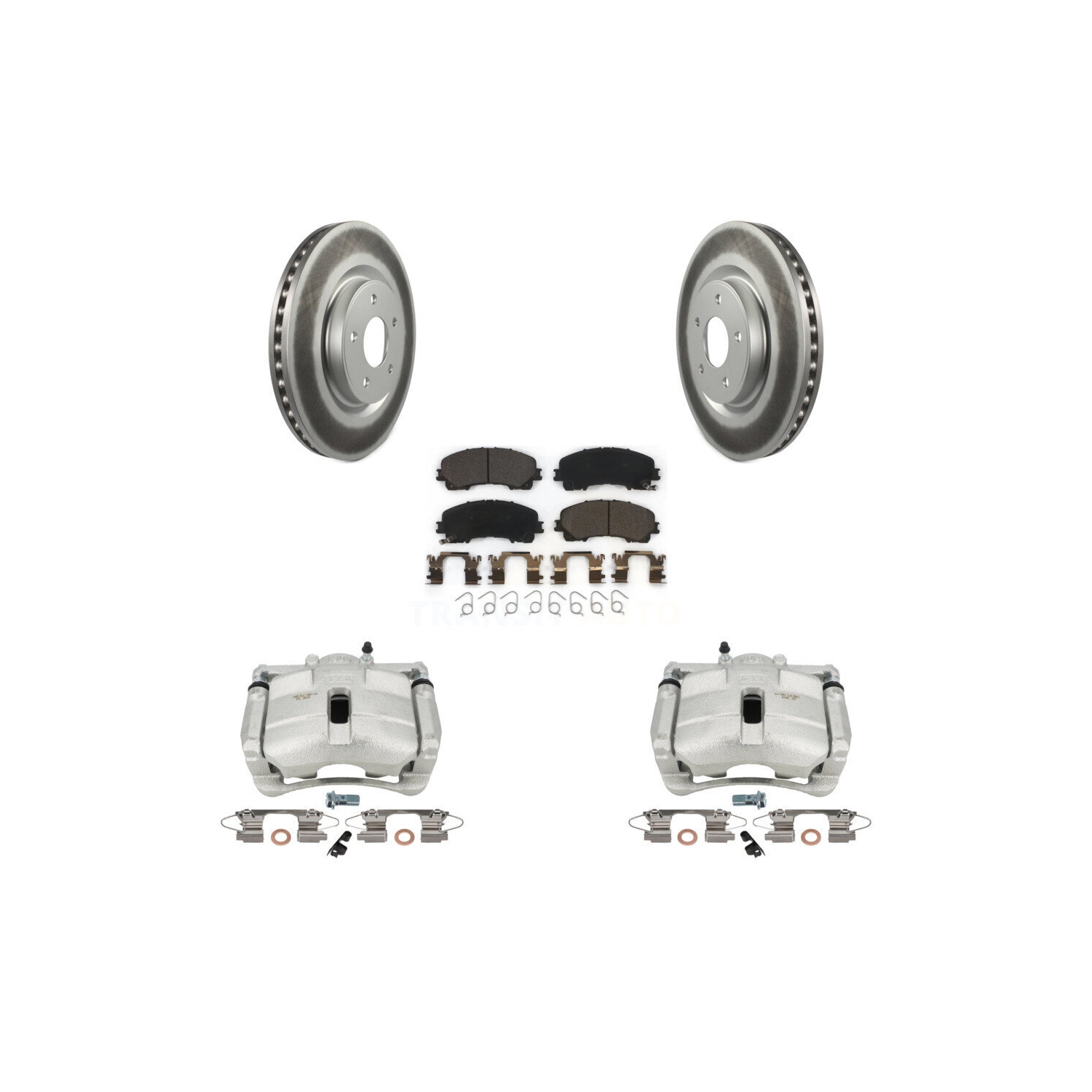 Front Brake Caliper Coat Rotor And Ceramic Pad Kit For Nissan Rogue With 3rd Row Seating KCG-100734T