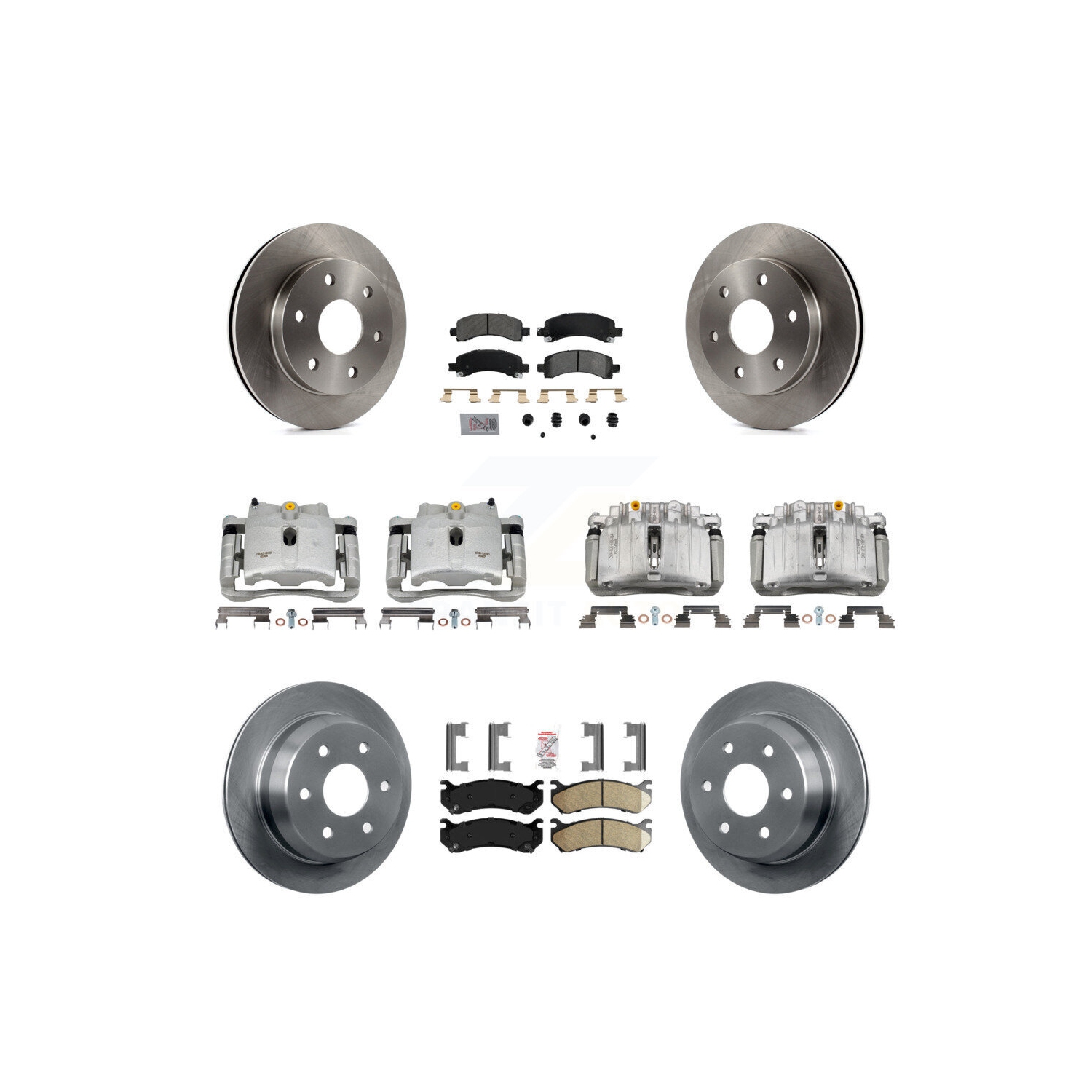 Front Rear Brake Caliper Rotor & Ameribrakes Pad Kit For Chevrolet Avalanche 1500 KC8-102134N