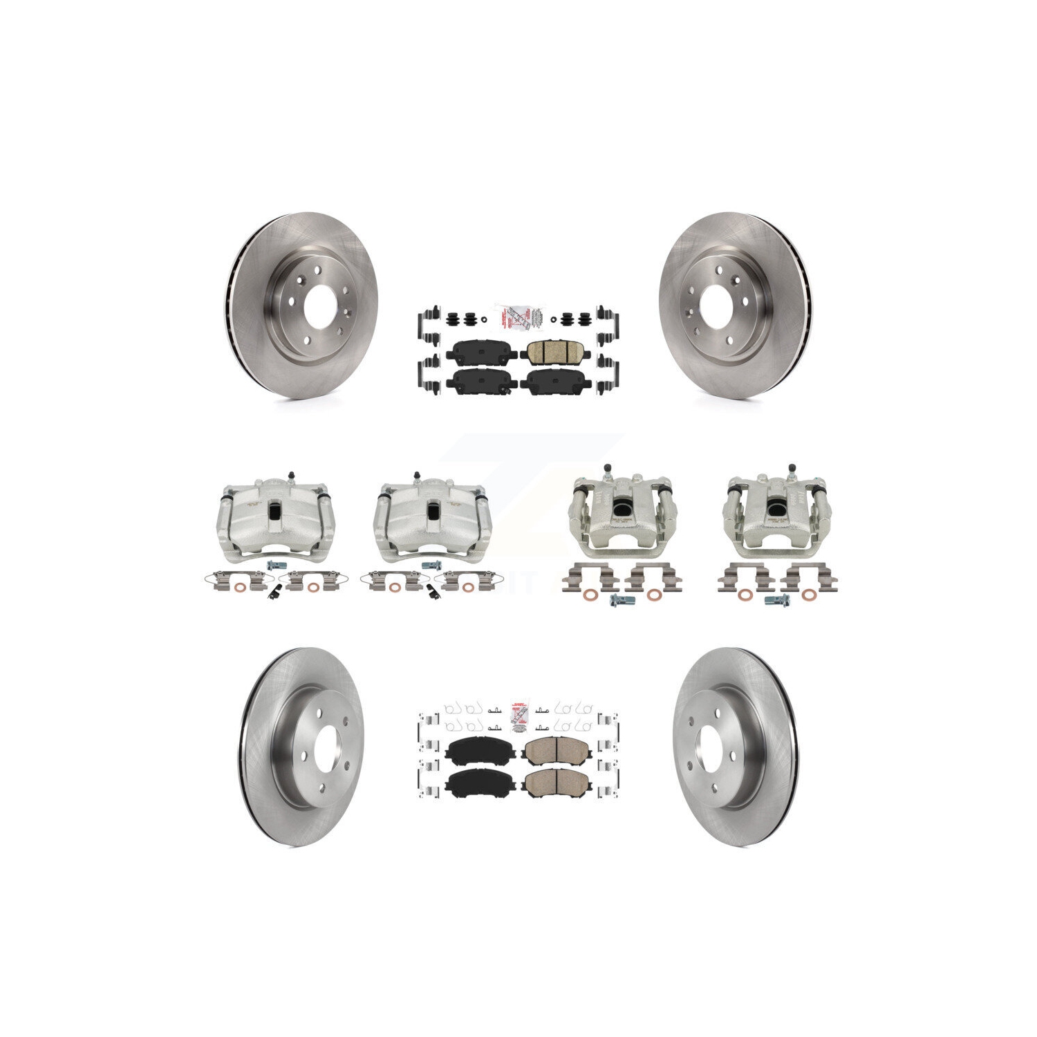 Front Rear Brake Caliper Rotor And Ceramic Pad Kit For 2019 Nissan Rogue Sport SL KC8-101776N