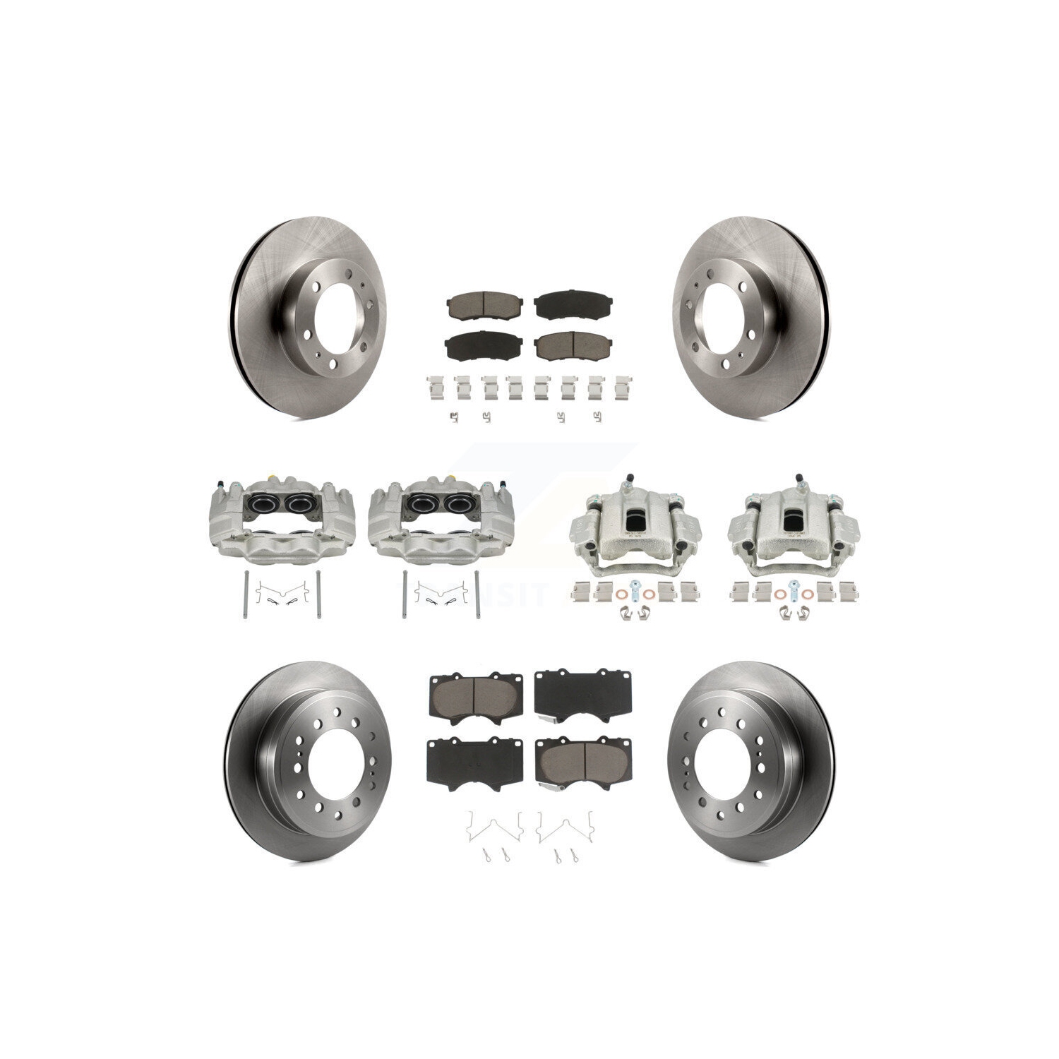 Ensemble de disques d'étrier de frein à disque avant arrière et plaquettes en céramique pour Toyota FJ Cruiser KC8-101148C.