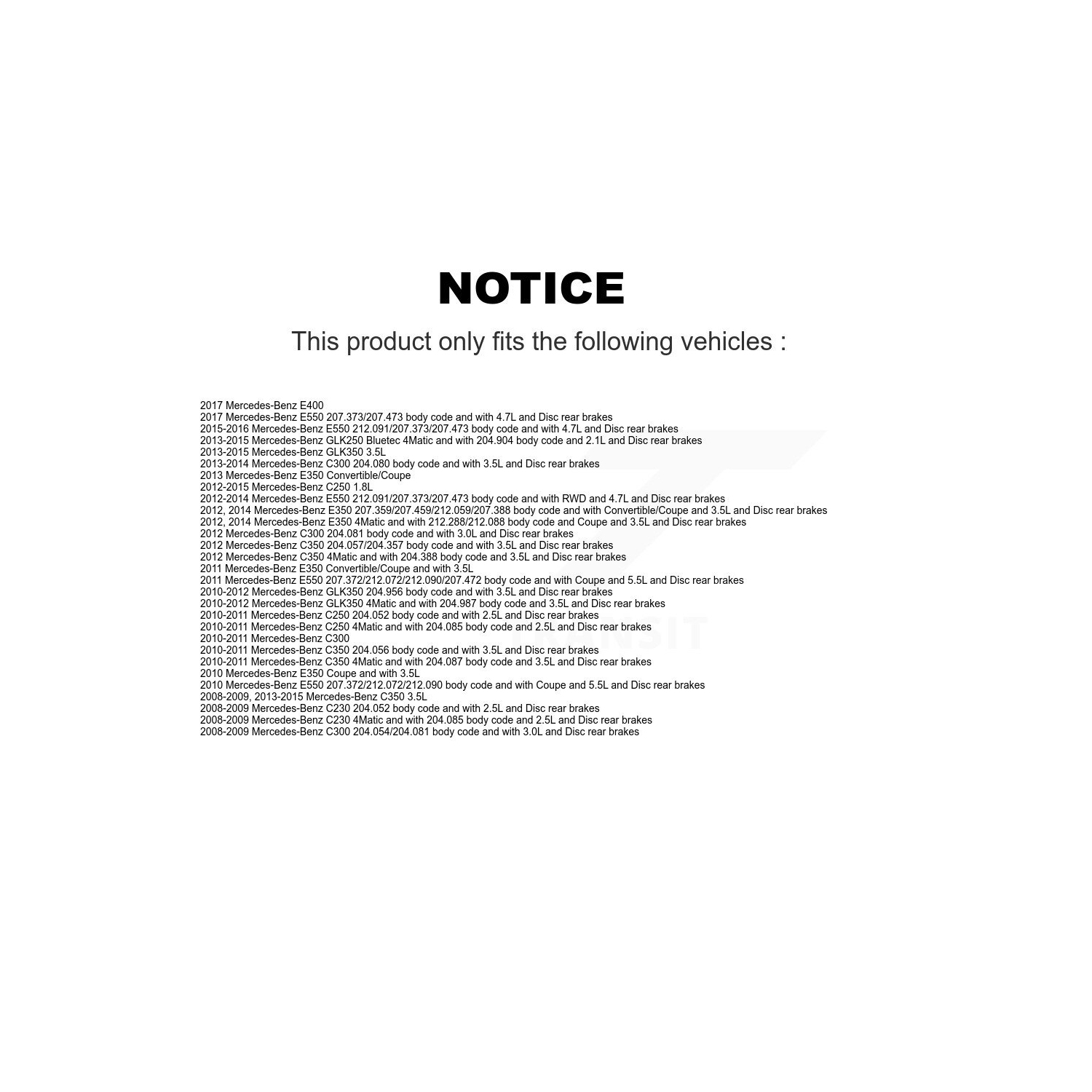 Kit de plaquettes de frein arrière en céramique et capteur d'usure pour Mercedes-Benz C300 GLK350 GLK250 E350 C350 KTW-101342