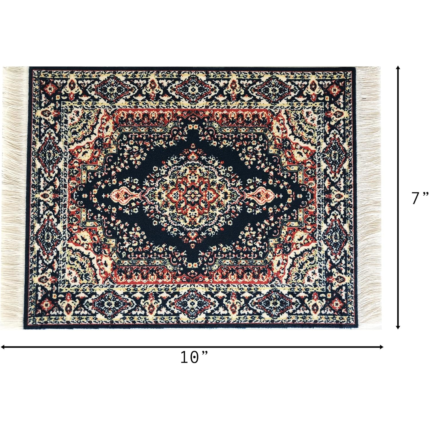 Beautiful Oriental Rug Style Mousepad, Navy Miniature Carpet Computer Mouse Pad, Rectangular, Non-Slip, Elegant Office Accessories