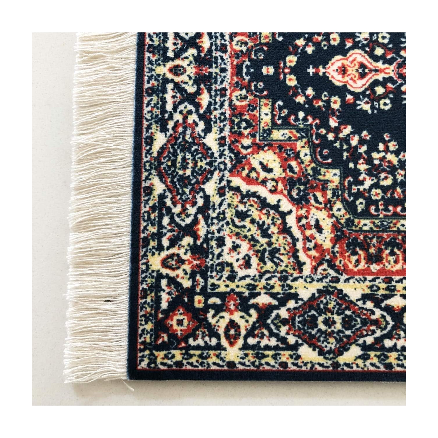 Beautiful Oriental Rug Style Mousepad, Navy Miniature Carpet Computer Mouse Pad, Rectangular, Non-Slip, Elegant Office Accessories