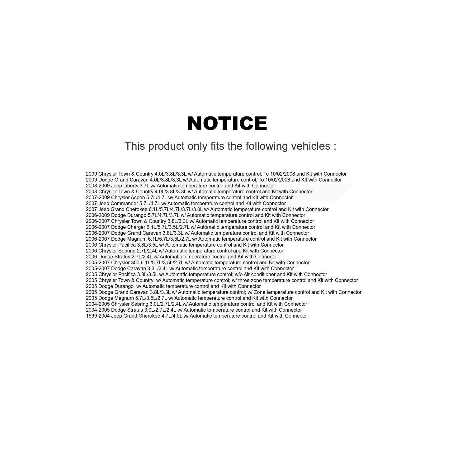 HVAC Blower Motor Resistor SEN-2BMR0009 For Dodge Grand Caravan Jeep Chrysler Cherokee 300 Liberty &