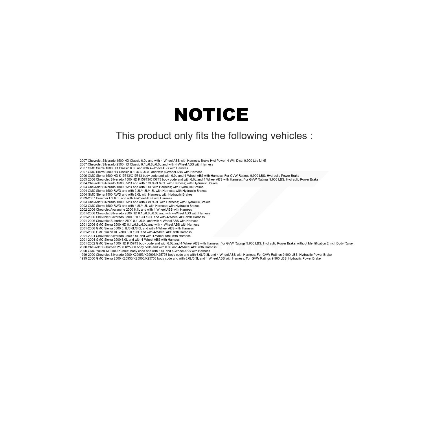 Front ABS Wheel Speed Sensor SEN-2ABS0286 For Chevrolet Silverado 1500 3500 GMC Sierra 2500 HD