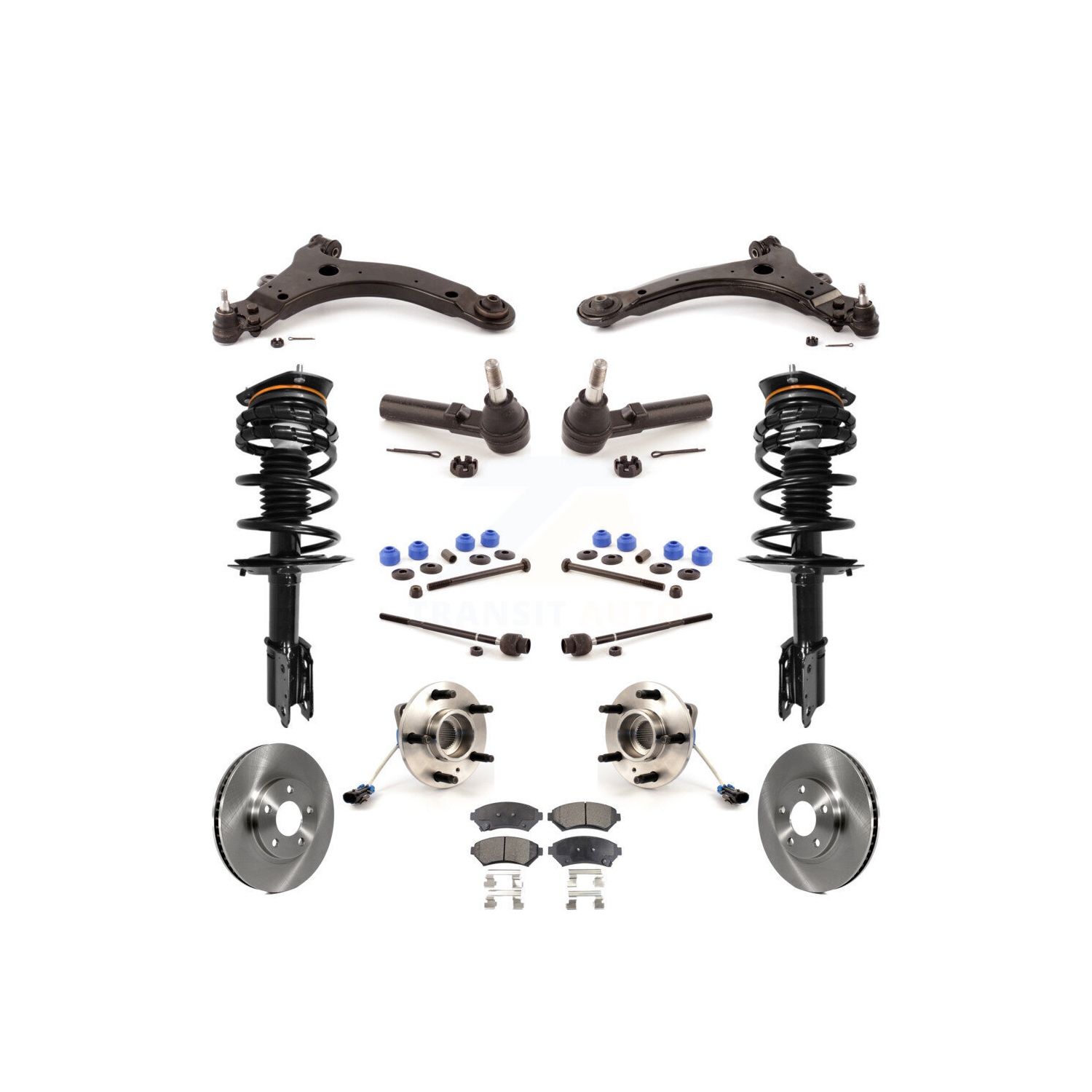 Front Disc Rotors Brake Pads Bearing Shock Suspension Kit (15Pc) For ...