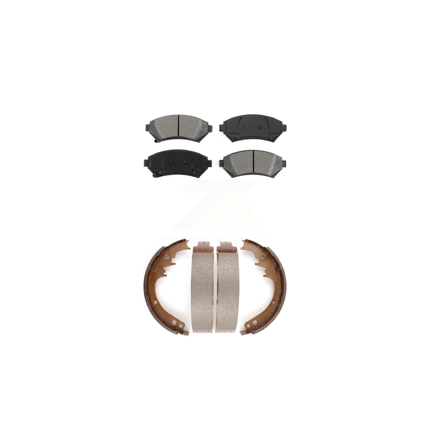 Front Rear Semi-Metallic Brake Pads & Drum Shoe Kit For Cadillac DeVille Disc rear brakes KSN-100168