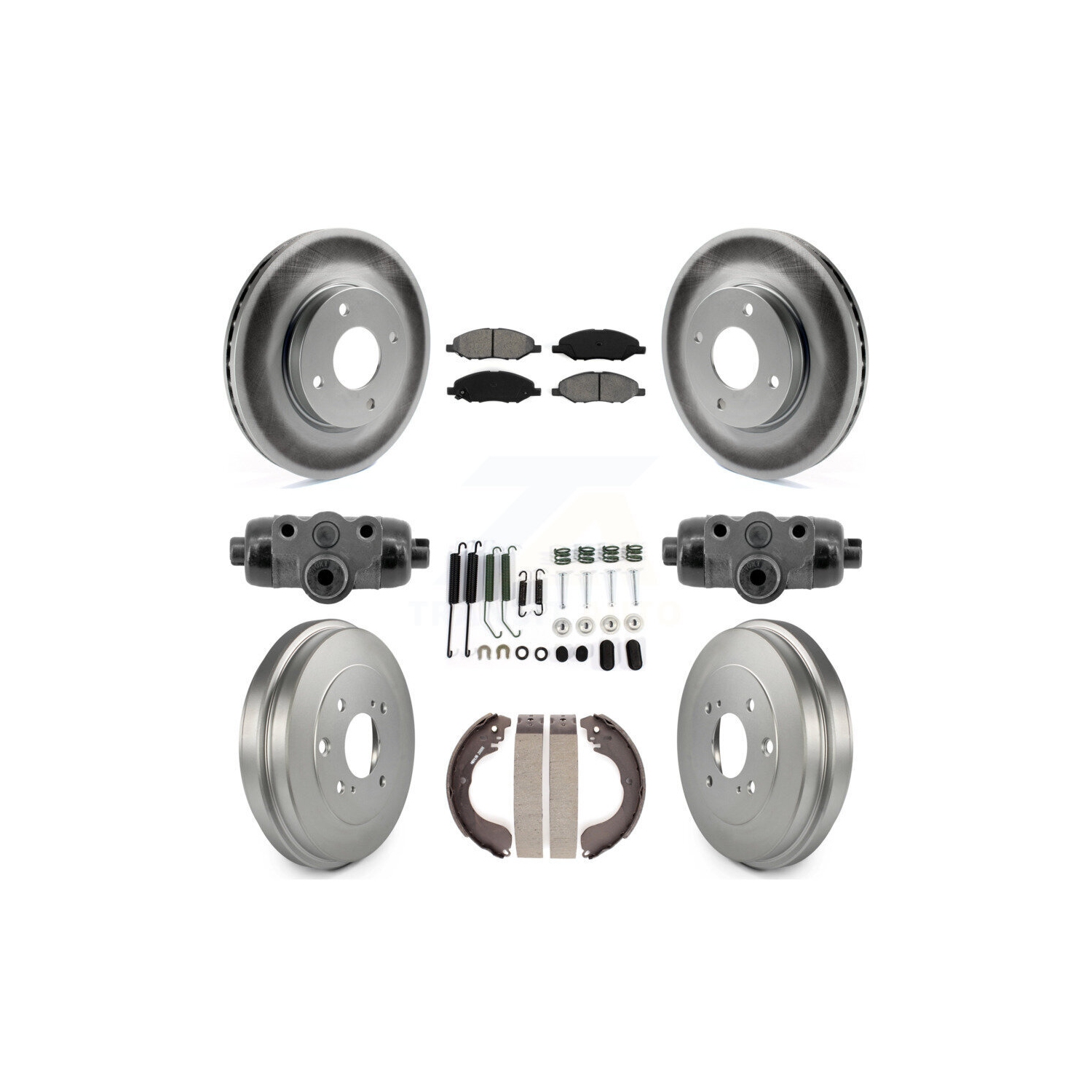 Front Rear Coat Brake Rotor Semi-Metallic Pad Drum Kit For Nissan Versa 4-Wheel ABS KGS-102897