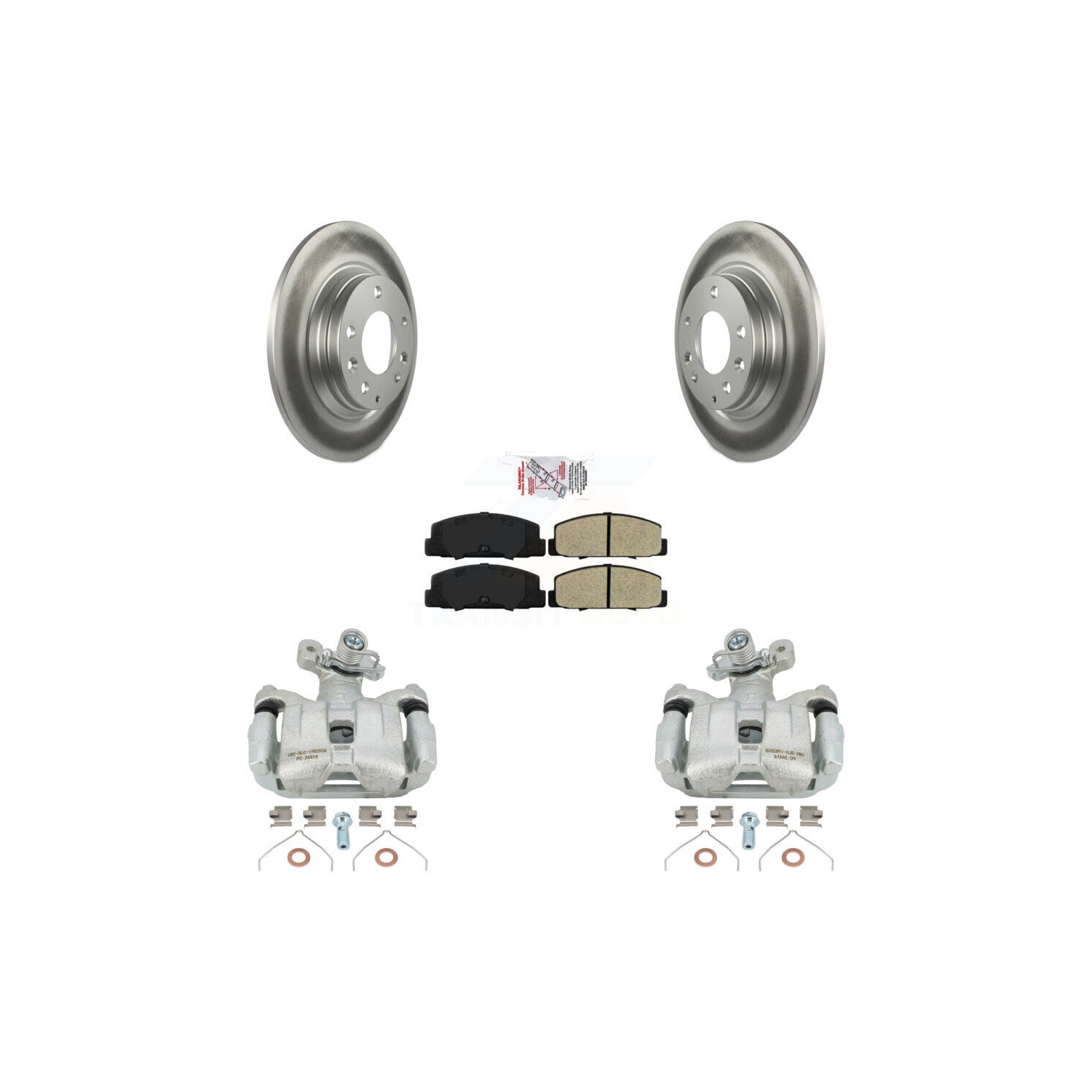 Rear Disc Brake Caliper Coated Rotors And Semi-Metallic Pads Kit For 2003-2005 Mazda 6 KCG-101160N