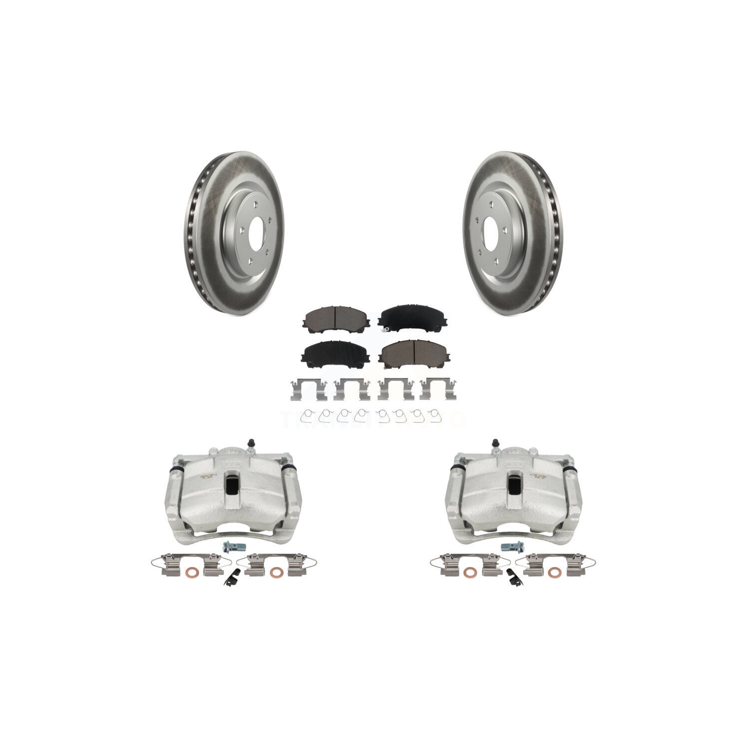 Front Brake Caliper Coat Rotor And Ceramic Pad Kit For Nissan Rogue With 3rd Row Seating KCG-100719C