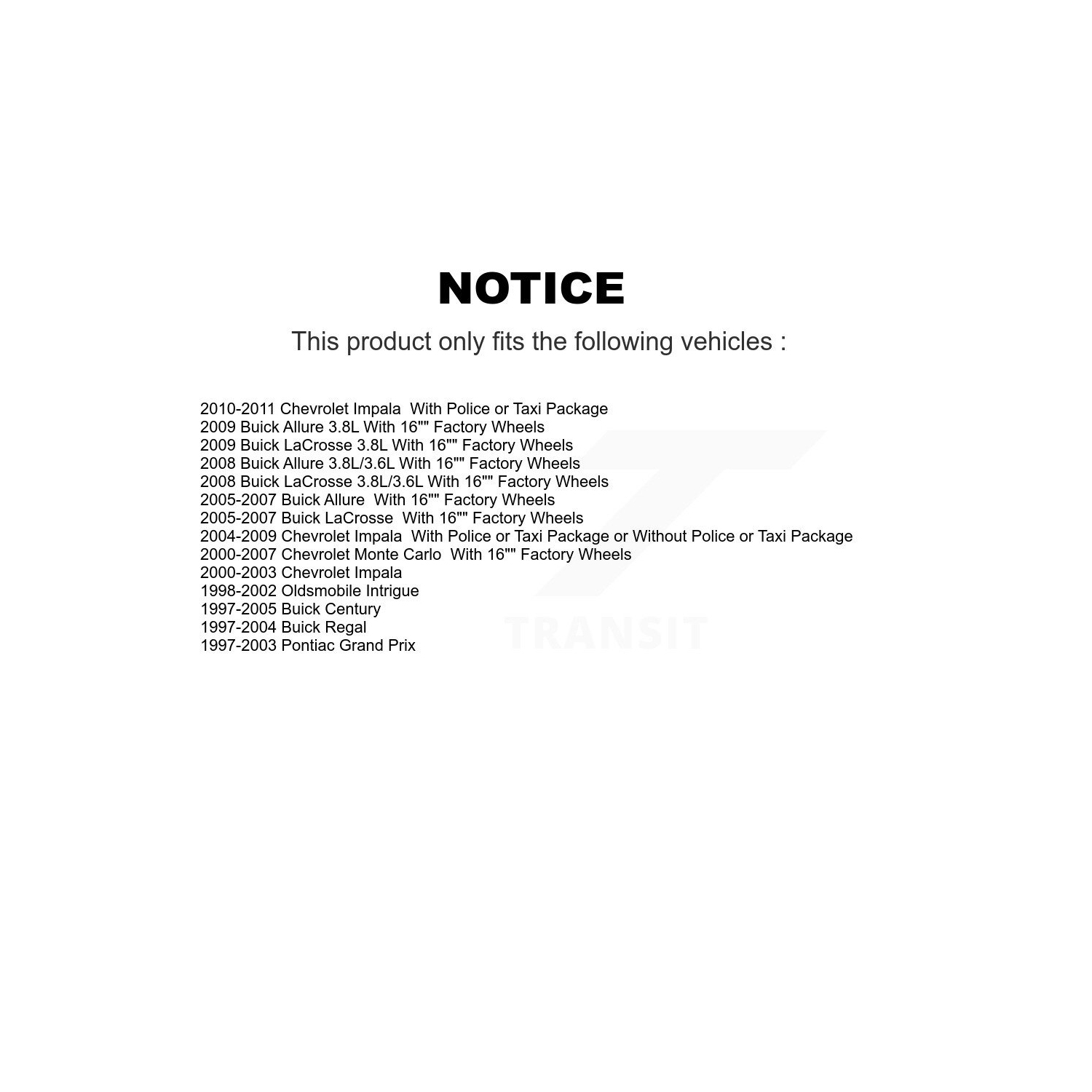 Jambe de force arrière avant et trousse de bras de barre TQ pour Impala Buick LaCrosse Century Allure KSS-108172 de Chevrolet