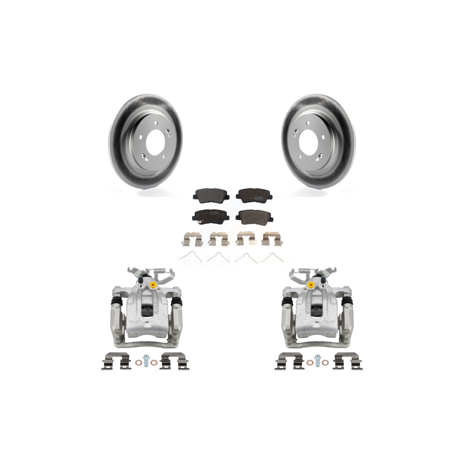 Rear Disc Brake Caliper Coat Rotors And Semi-Metallic Pad Kit For Hyundai Ioniq Kia Niro KCG-100003P