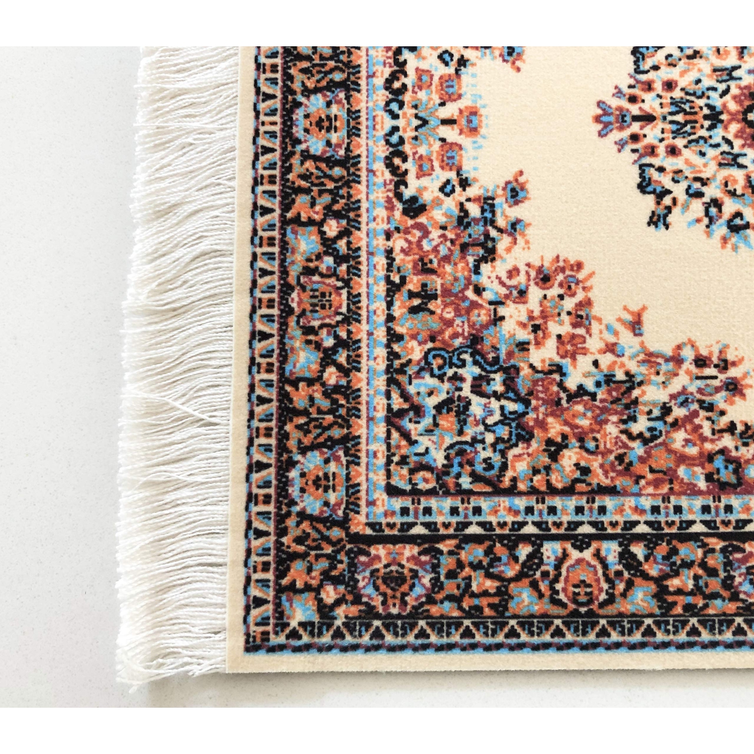 Beautiful Oriental Rug Style Mousepad, Beige Miniature Carpet Computer Mouse Pad, Rectangular, Non-Slip, Elegant Office Accessories