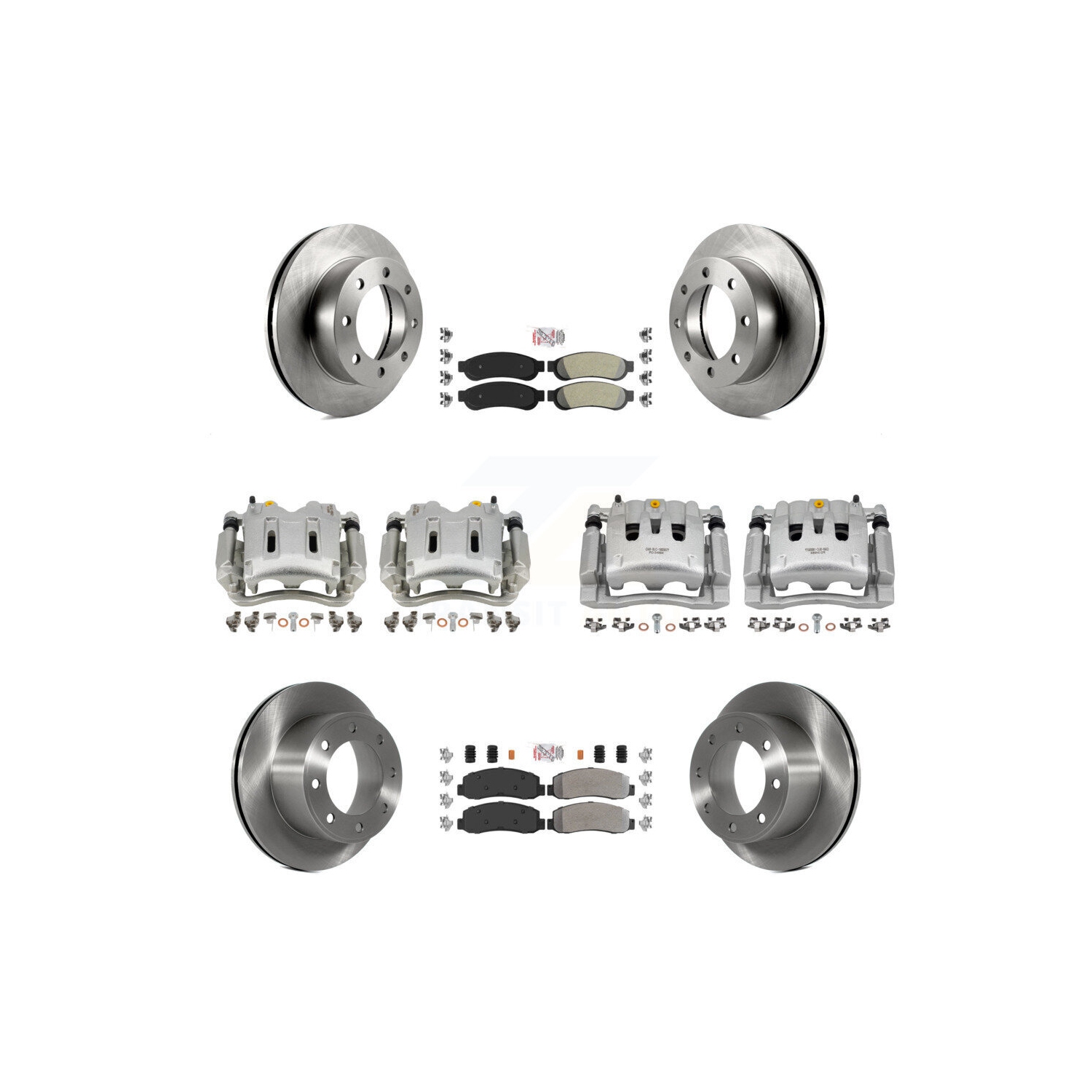 Disques d'étrier de frein arrière avant et plaquettes semi-métalliques pour Ford F-250 Super Duty KC8-101896N