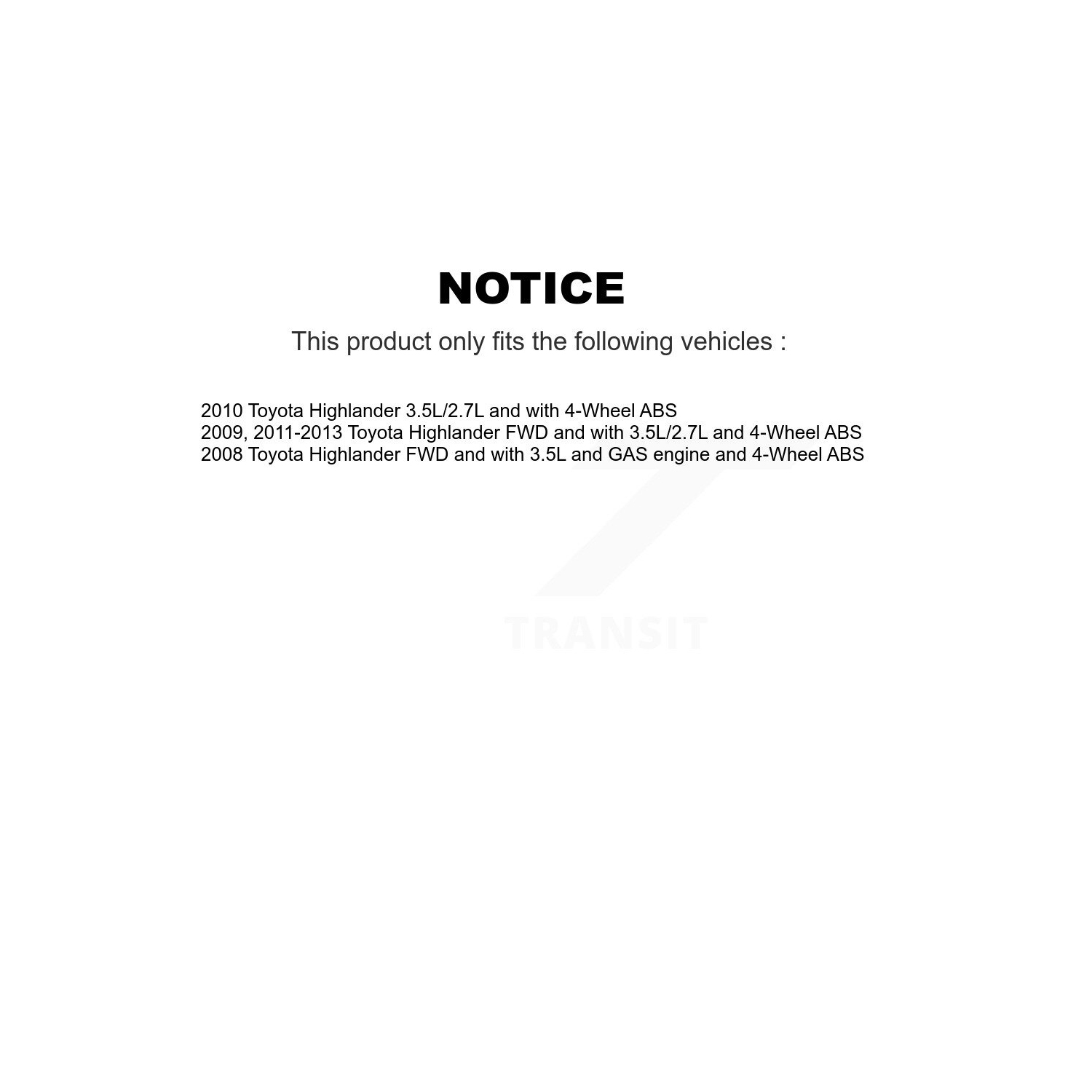 SEN-2ABS2719 de faisceau du capteur de vitesse de roue arrière de l'ABS gauche pour Toyota Highlander