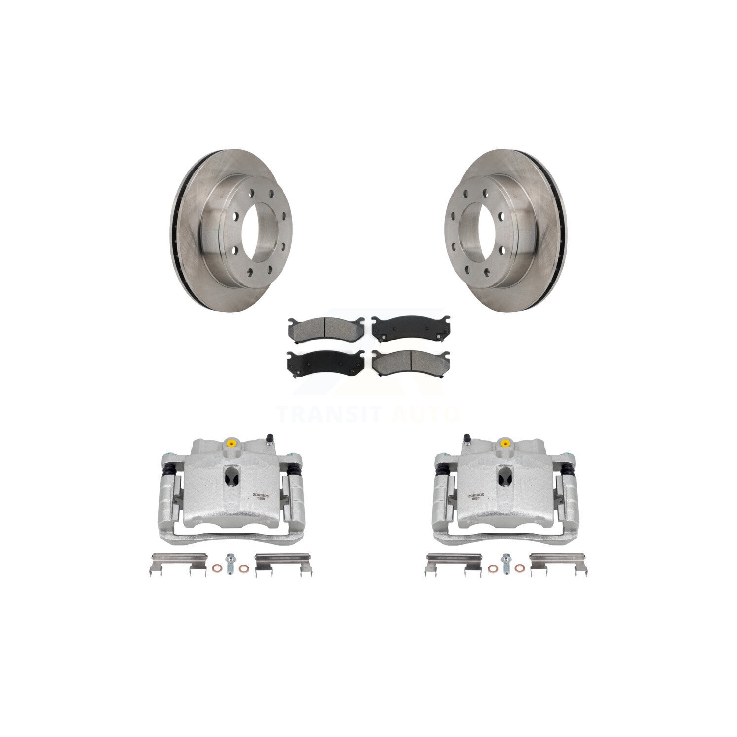 Rear Brake Caliper Rotor & Semi-Metallic Pad Kit For Chevrolet GMC Sierra 2500 HD Hummer KC8-100358S