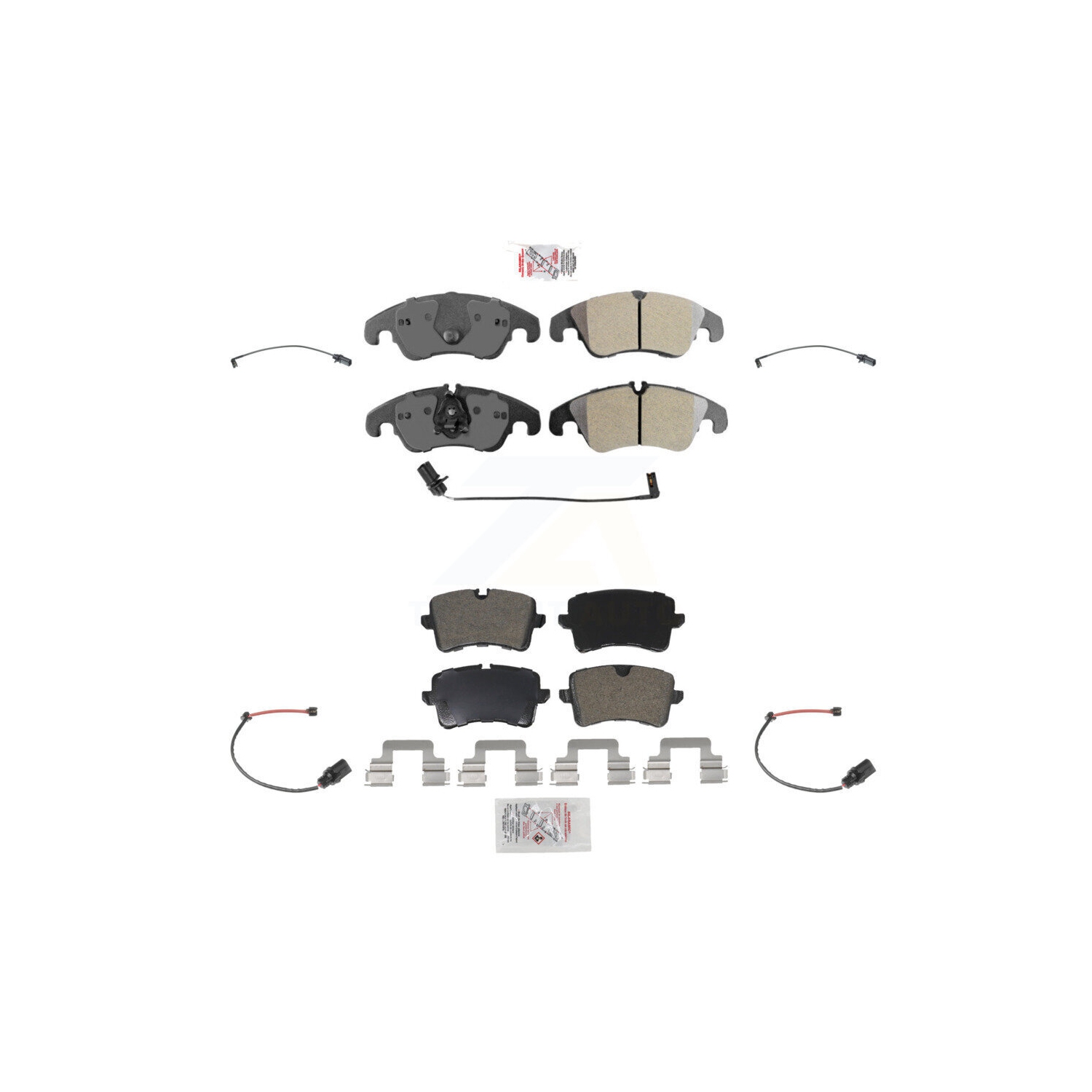 Front Rear Ceramic Brake Pads Extra Wear Sensor Kit For 2012 Audi A6 Premium Plus KNW-100206