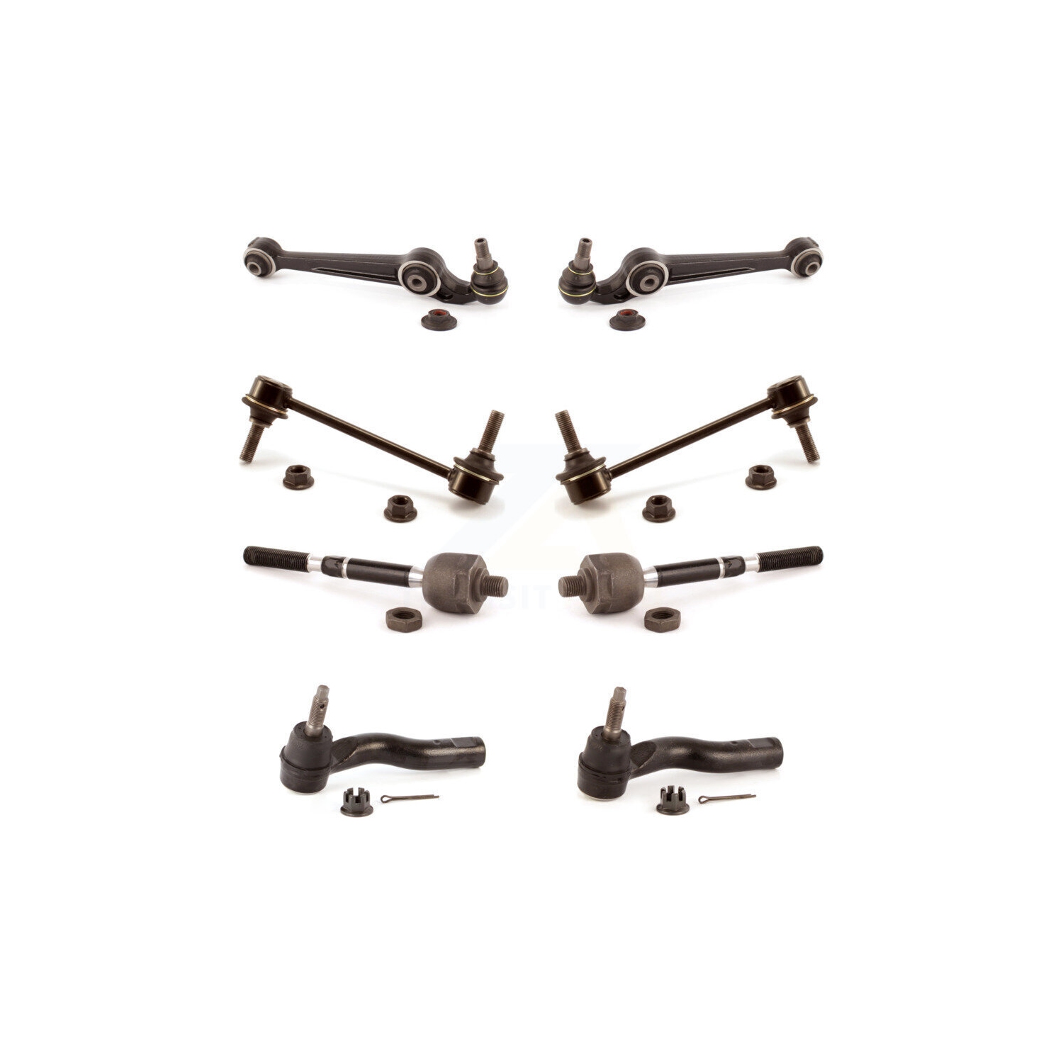 thumbnail interactive-video image 1 of Front End Suspension Kit For Ford Fusion Lincoln MKZ Mercury Milan - Lower Control Arms & Outer Tie Rods 1 of 3