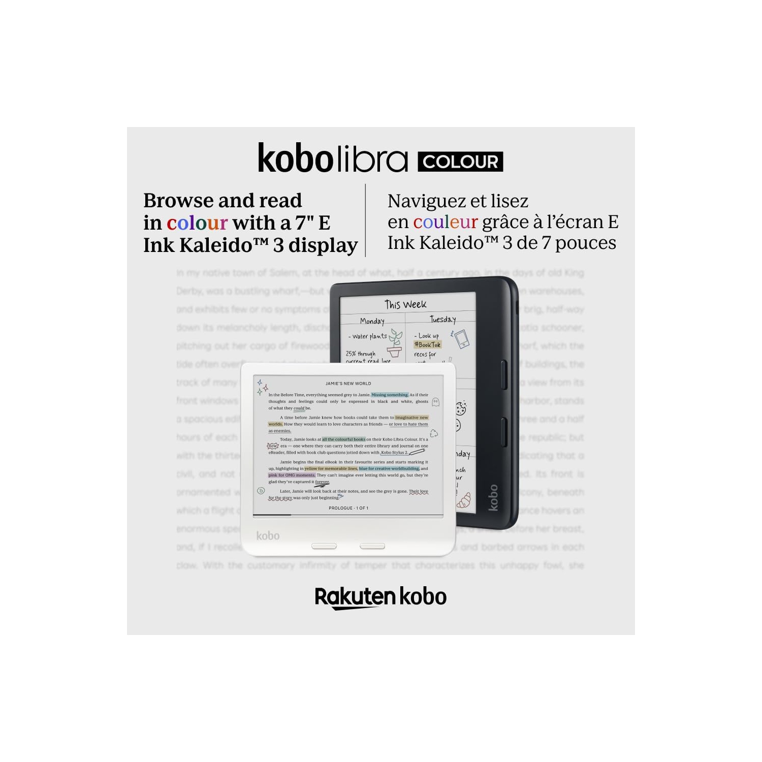 Liseuse numérique à écran tactile couleur de 7&nbsp;po Libra de Kobo - Blanc - Remis à neuf