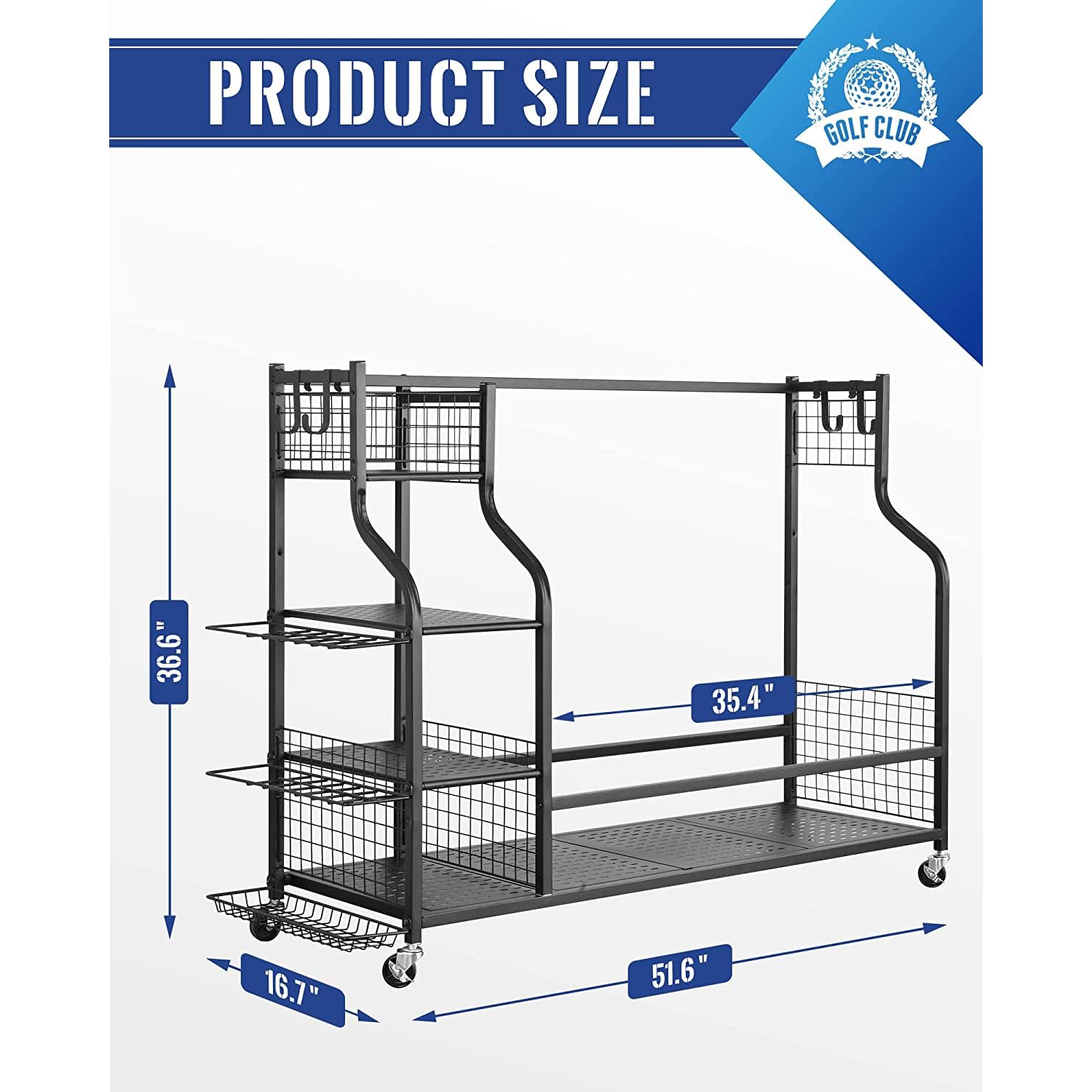 Zachvo Golf Storage Organizer Garage Rack for Golf Bags and Equipment