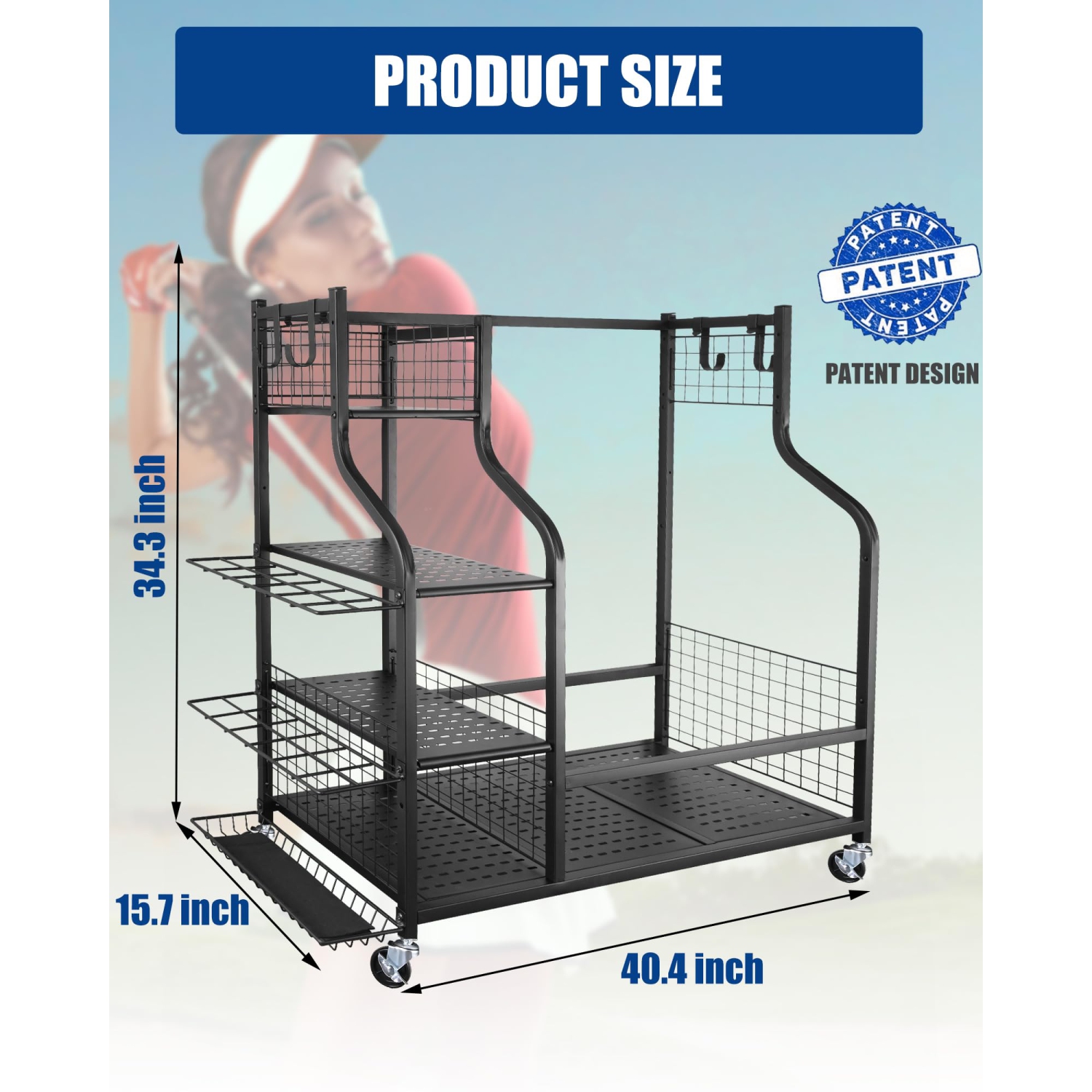 Zachvo Golf Storage Organizer Garage Rack pour sacs et équipements de golf