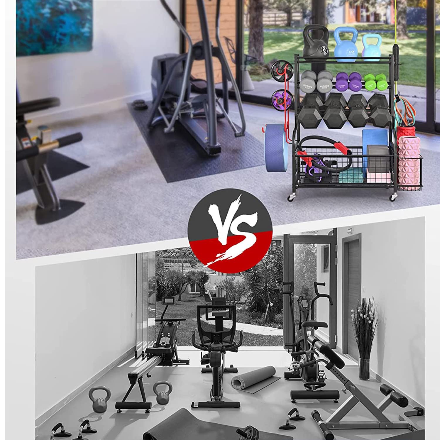 Zachvo Dumbbell Rack Home Gym Storage with Wheels and Hooks