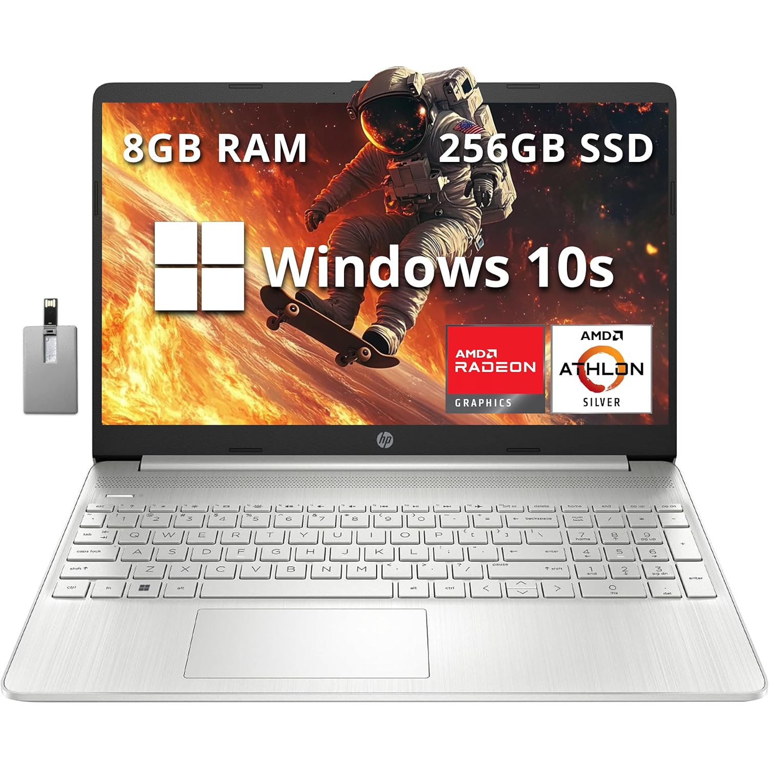HP 15.6" FHD Laptop Computer, AMD Athlon Silver 3050U, 256GB SSD, 8GB DDR4 RAM, AMD Radeon Graphics, HD Webcam, HDMI, Office 365, Windows 10 S,