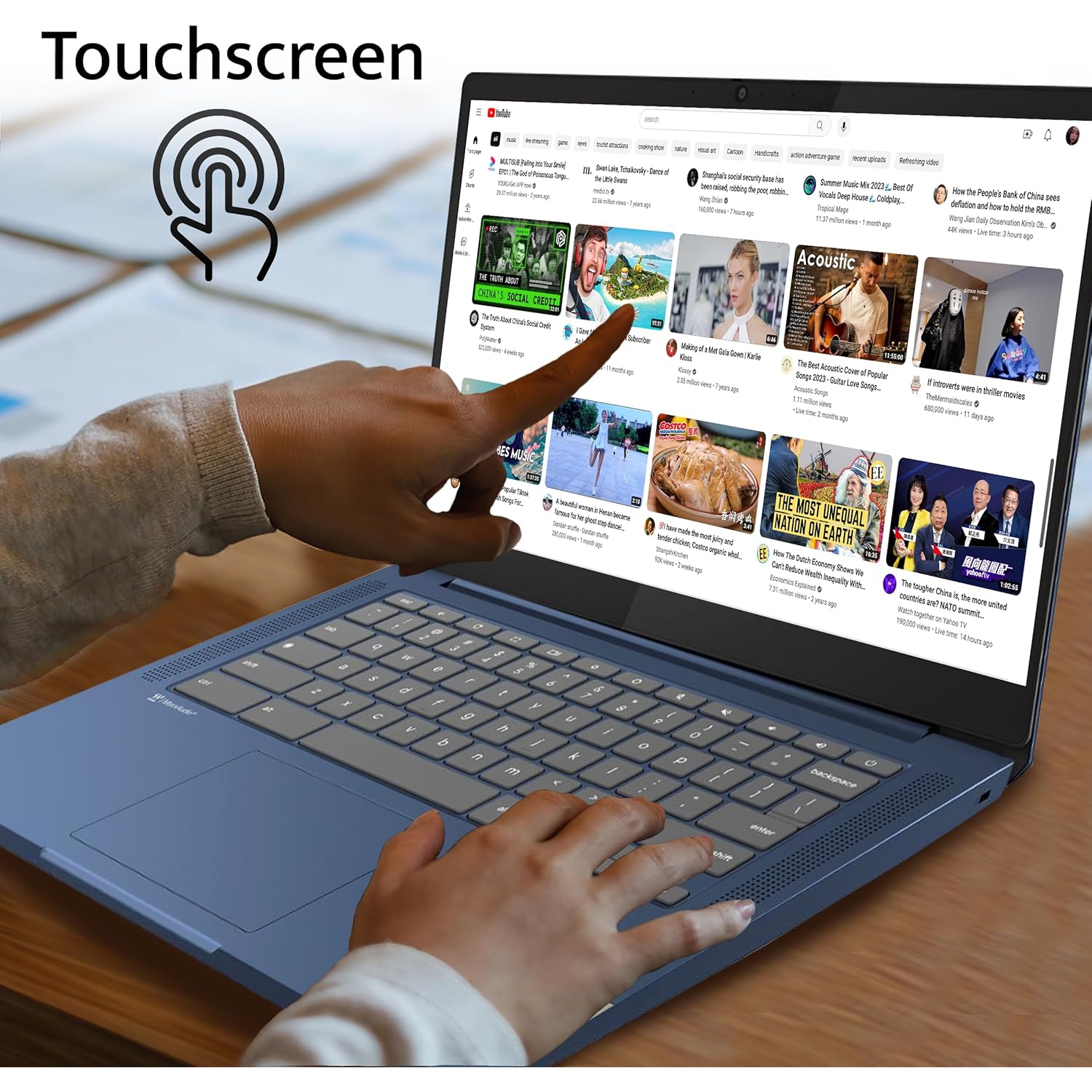 Open Box - Lenovo IdeaPad Slim 3 Chromebook, 14″ FHD IPS Touchscreen Laptop, MediaTek Kompanio 520, 4GB LPDDR4X, 64GB eMMC, HD Camera, WiFi 6, Chrome