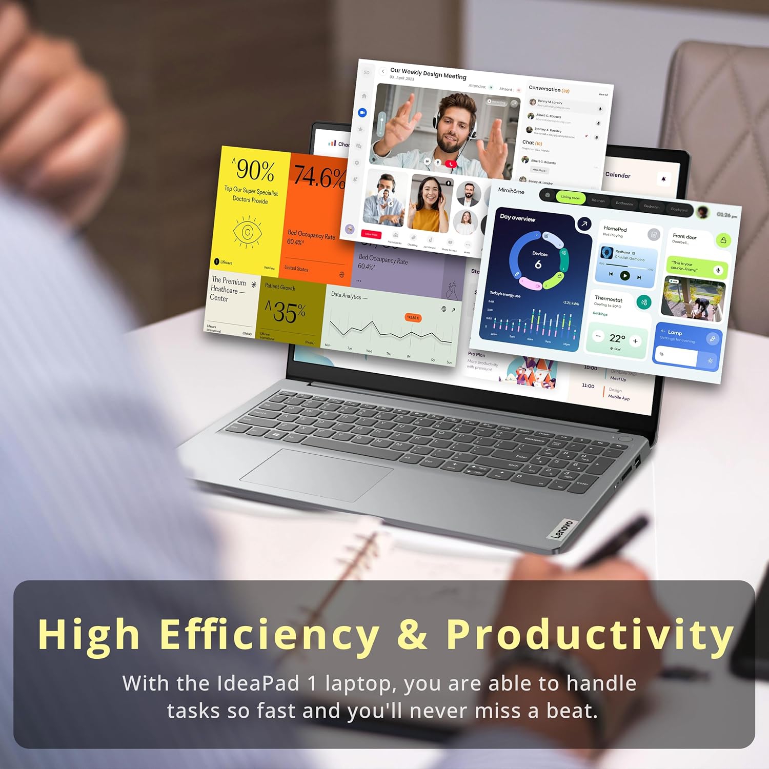 Lenovo IdeaPad 1 15.6" HD Laptop, Intel Pentium Silver N6000, 416GB Storage, 8GB RAM, Intel UHD Graphics, Num Pad, HD Camera, Win 11 S, Gray