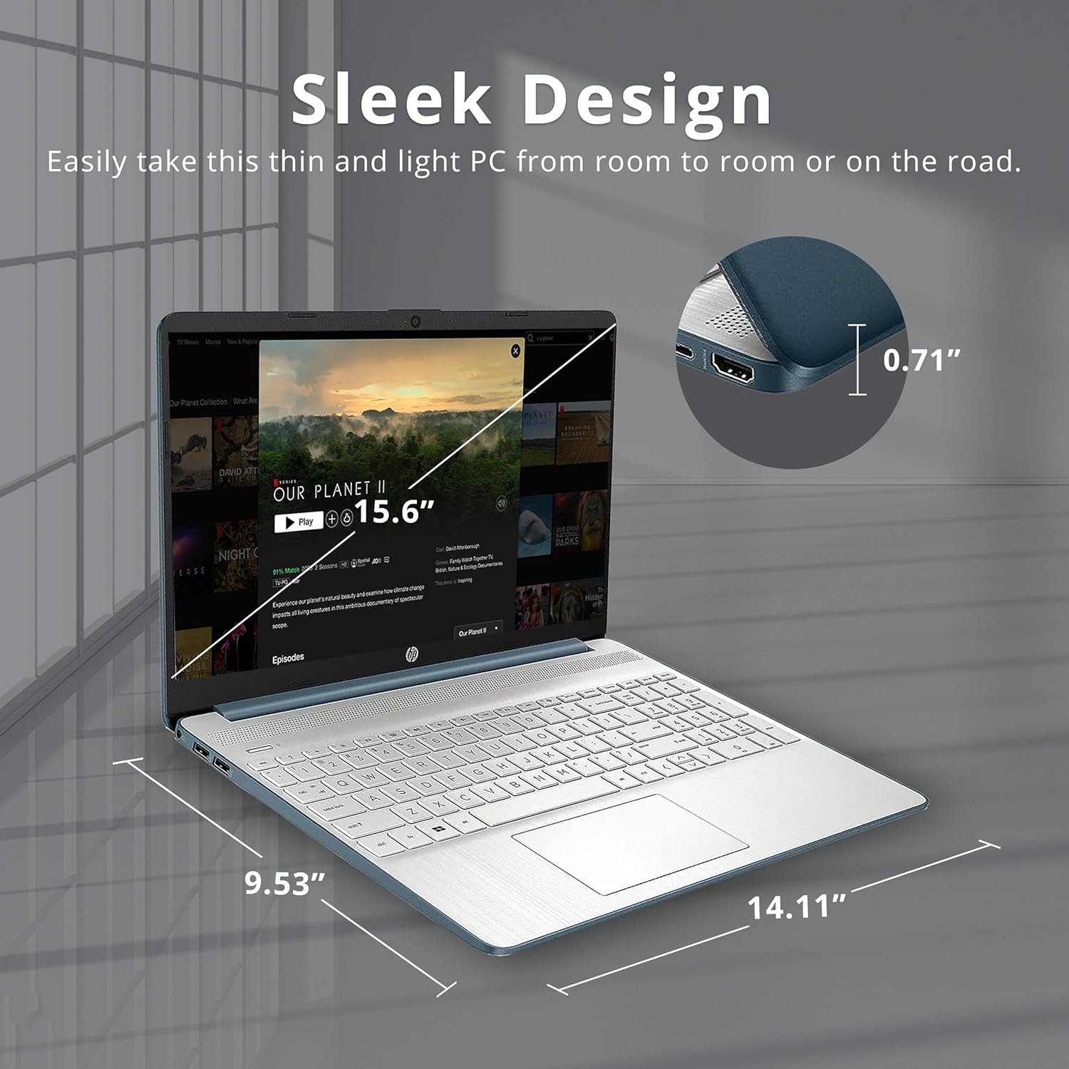 Open Box - HP 2022 15.6'' HD Everyday Slim Laptop, Intel Core i3-1115G4, 256GB PCIe SSD, 8GB RAM, Intel UHD Graphics, HD Camera, Windows 11 S, Spruce