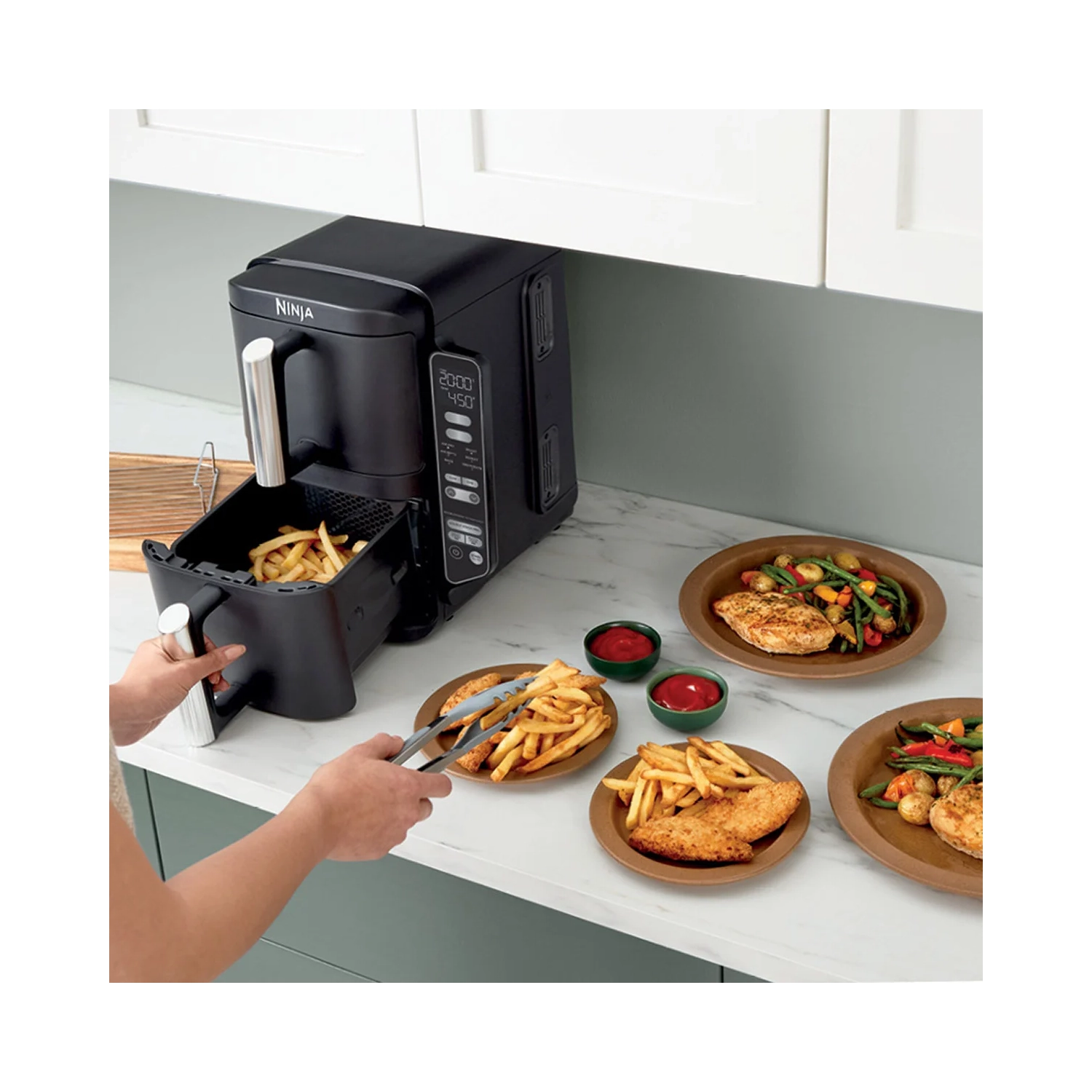 Ninja DoubleStack 2-Basket Air Fryer, DoubleStack Technology Cooks 4 Foods at Once, Space Saving Design, 8 QT, 6-in-1