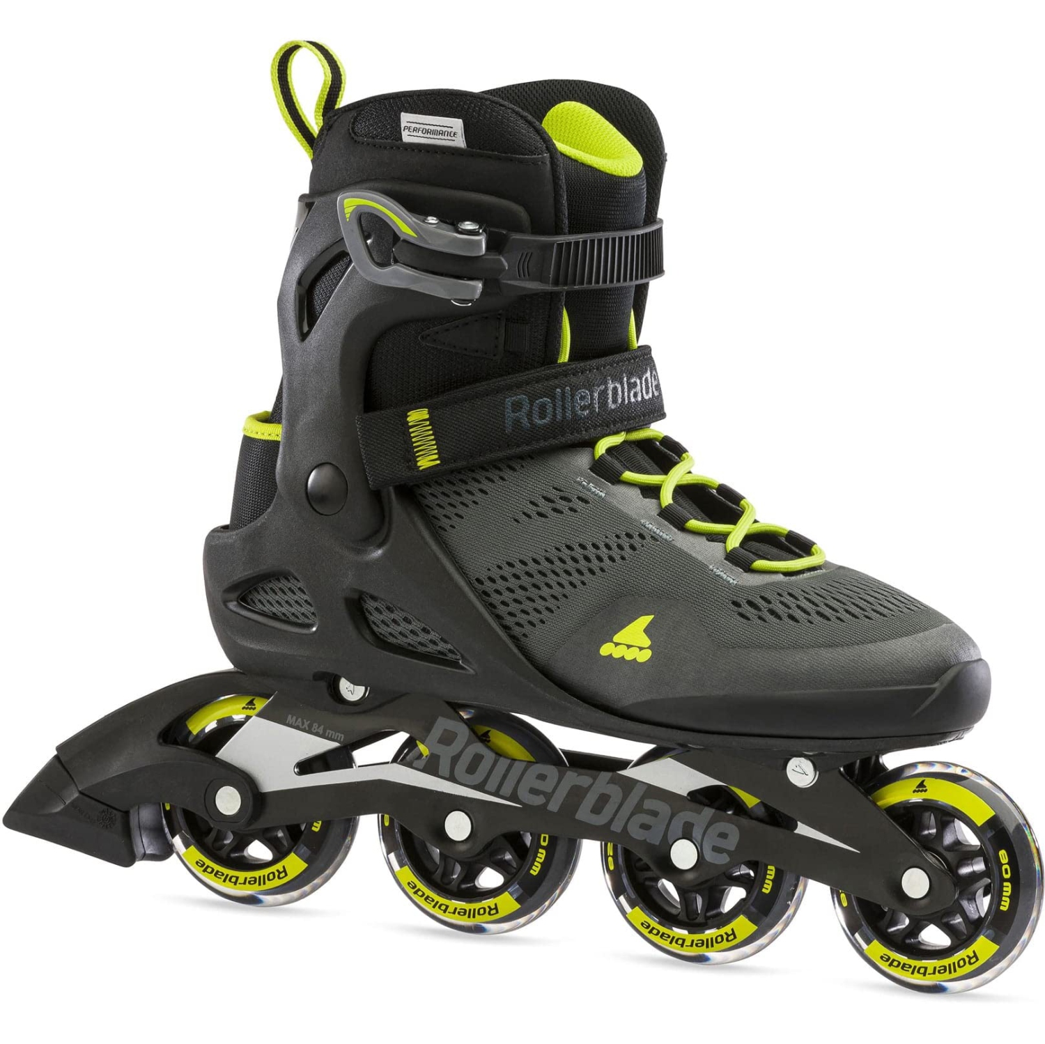 Rollerblade Macroblade 80 Men's Adult Fitness Inline Skate, Black and Lime, Performance Inline Skates, 11