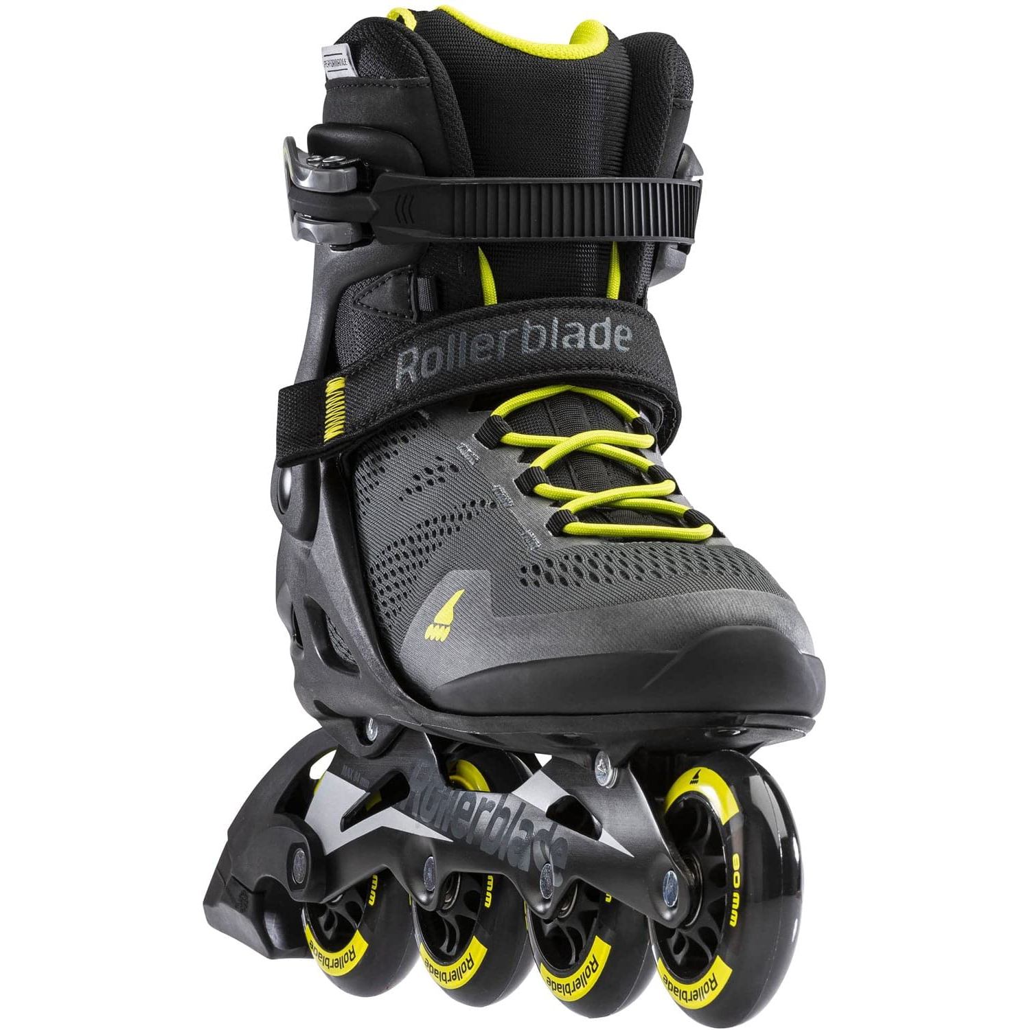 Rollerblade Macroblade 80 Men's Adult Fitness Inline Skate, Black and Lime, Performance Inline Skates, 11