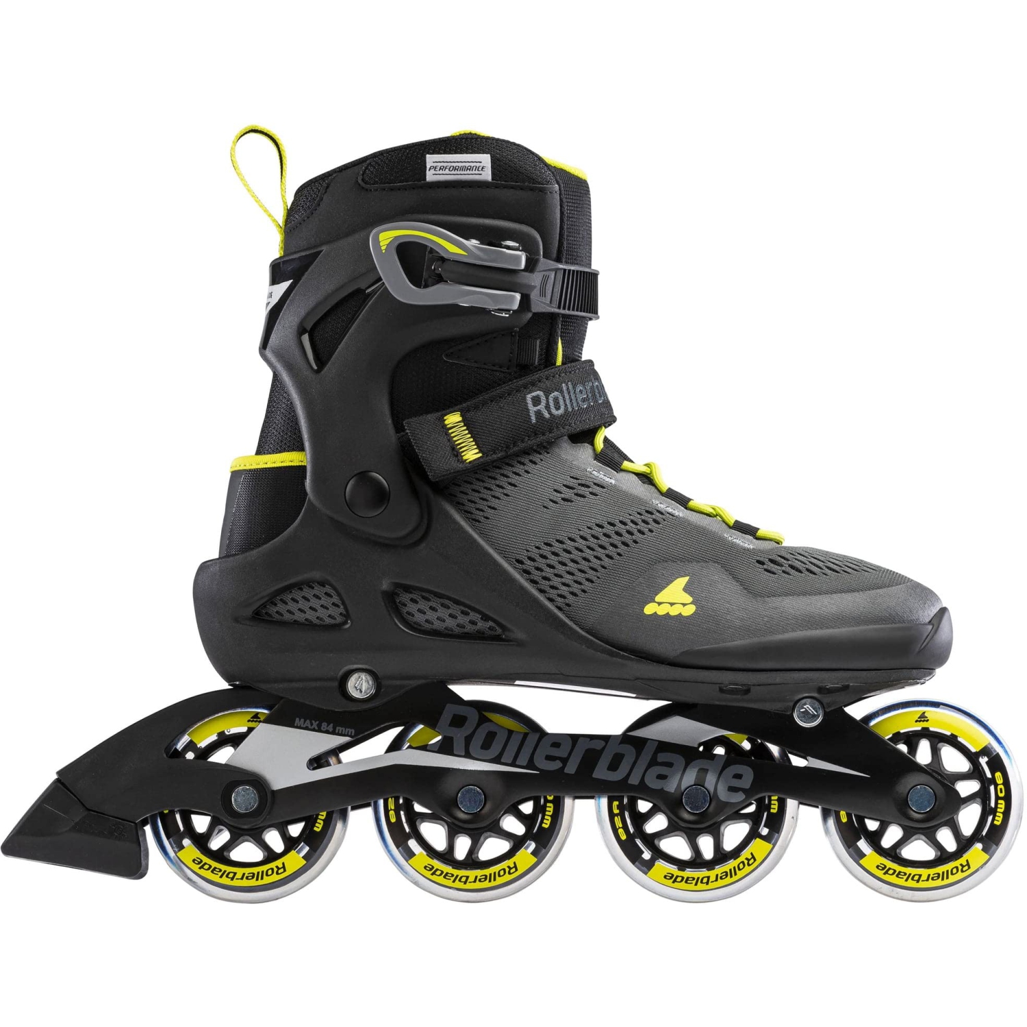 Rollerblade Macroblade 80 Men's Adult Fitness Inline Skate, Black and Lime, Performance Inline Skates, 11