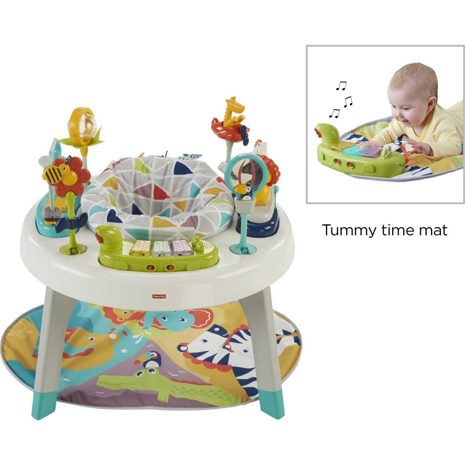 Fisher-Price Baby To Toddler Toy 3-In-1 Sit-To-Stand Activity Center With Playmat Plus Music Lights And Spiral Ramp