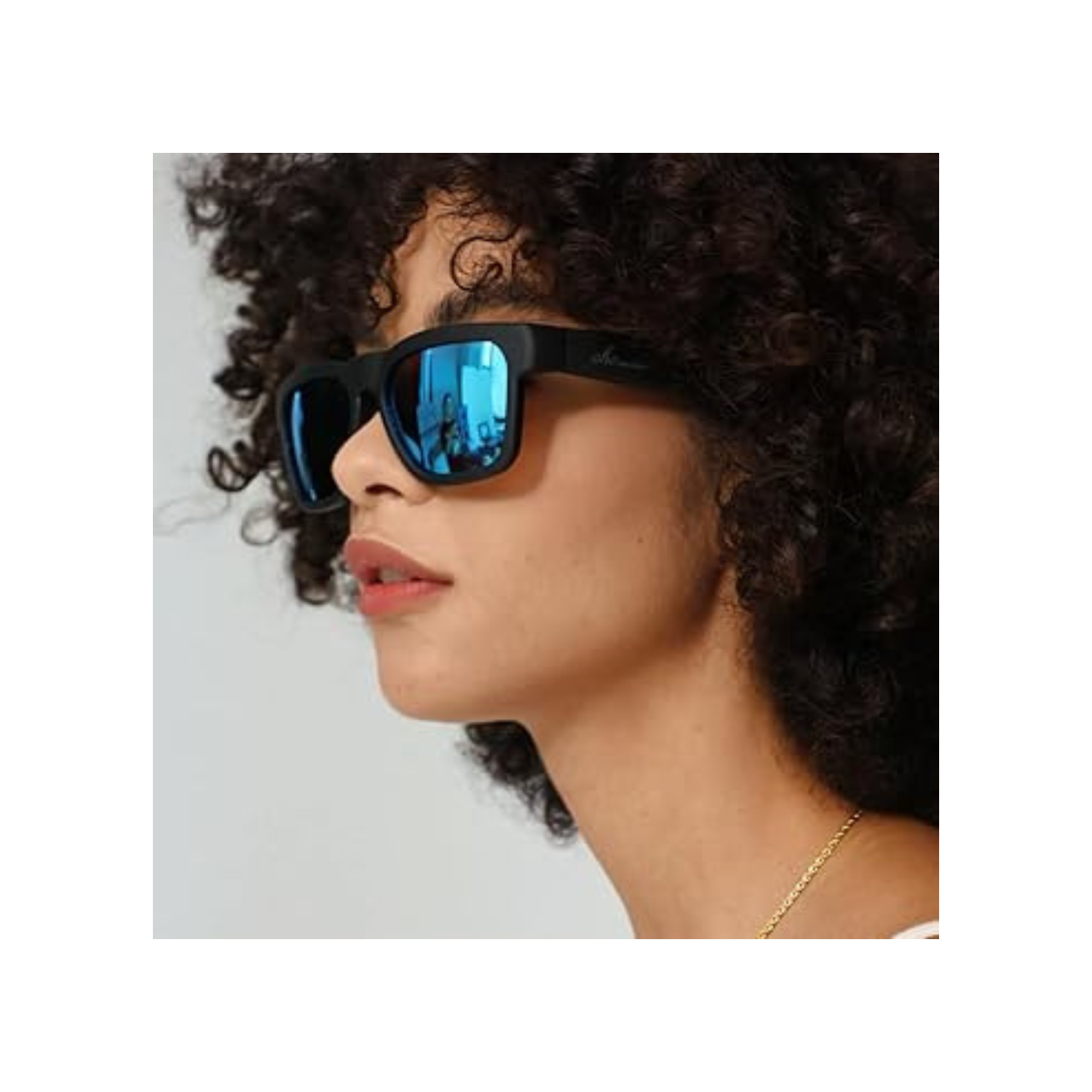 Smart Glasses,Polarized Sunglasses with Bluetooth Speaker,Athletic/Outdoor UV Protection and Voice Control,Unisex(Blue Lens)