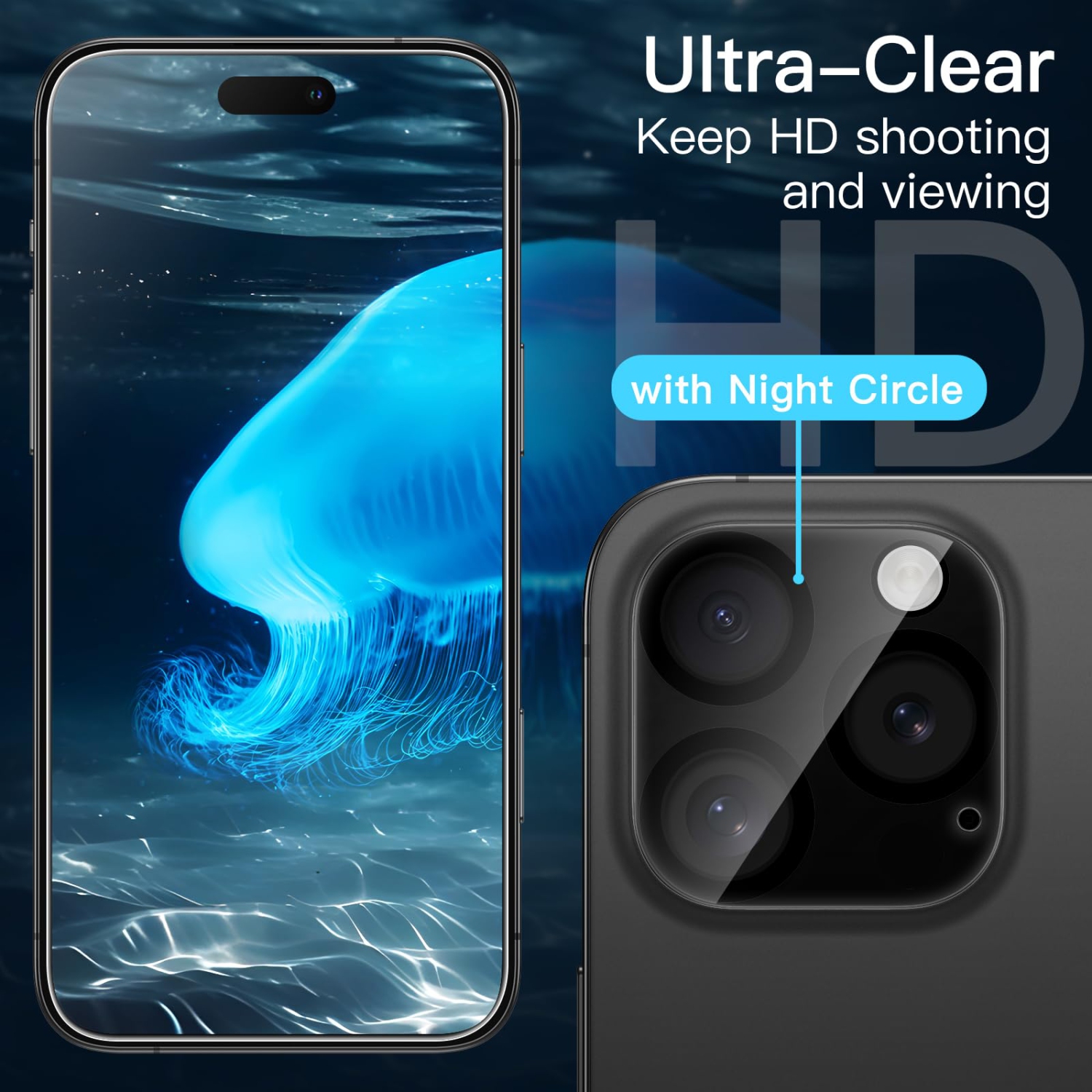 5 in 1 Case for iPhone 16 Pro 6.3-Inch with 2 Pack Each Tempered Glass Screen Protectors and Camera Lens Protectors, Non-Yellowing Shockproof Bumper