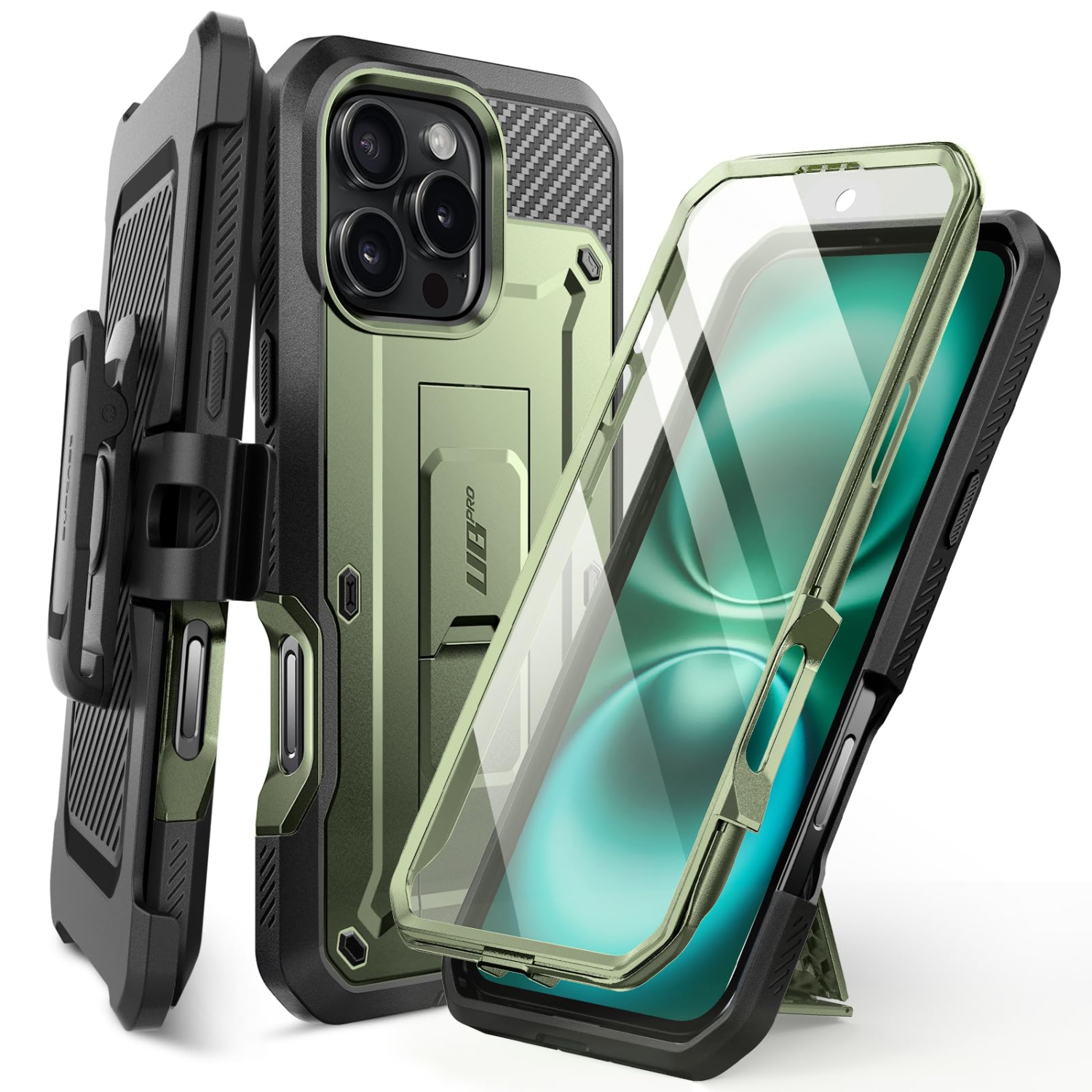 iPhone 16 Pro Case with Screen Protector, Built-in Stand & Belt-Clip Military-Grade Protection Full Body Heavy Duty Phone Case for iPhone 16 Pro 6.3