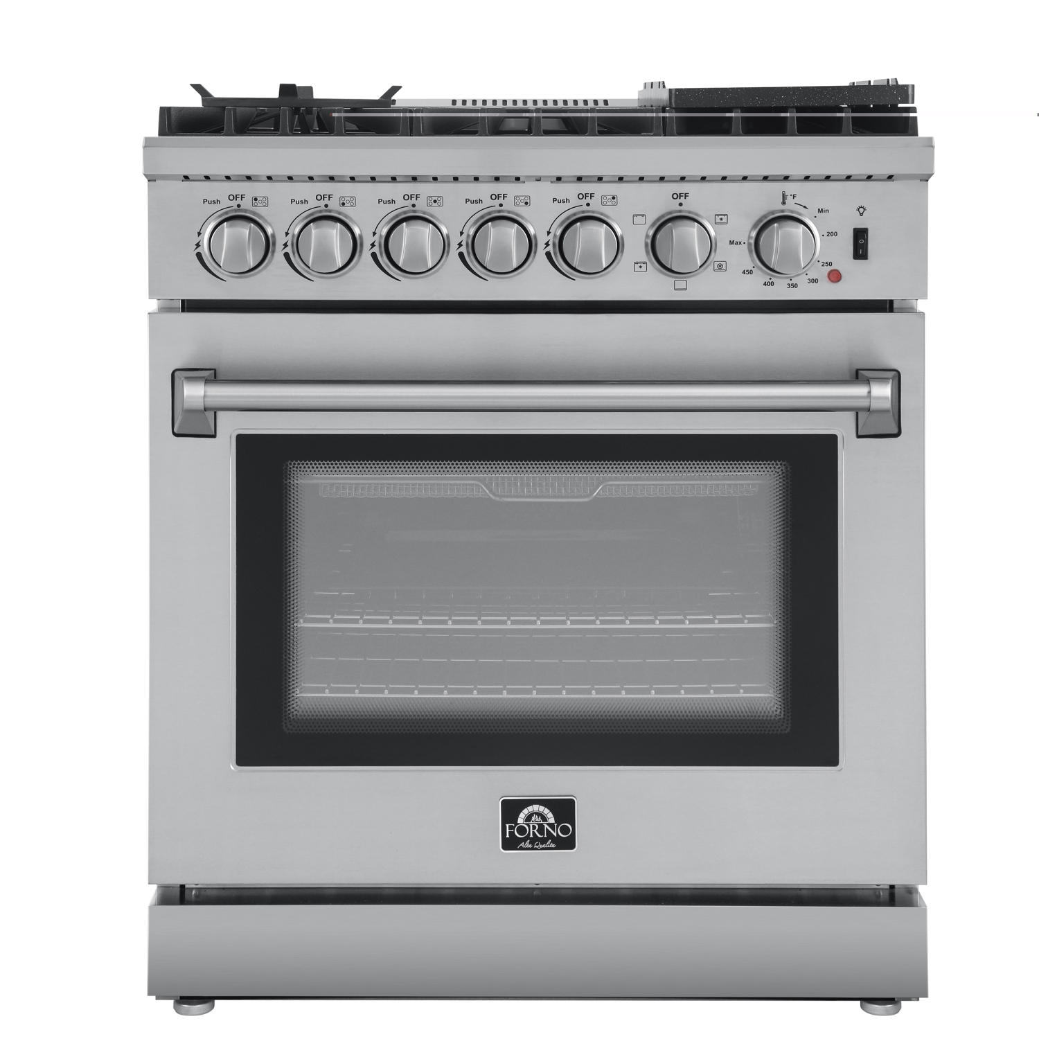 Forno Marco 36-Inch Dual Fuel Range Stainless Steel, 6 Sealed Burners - 67,000 BTU, 5.36 cu.ft. True Convection Oven