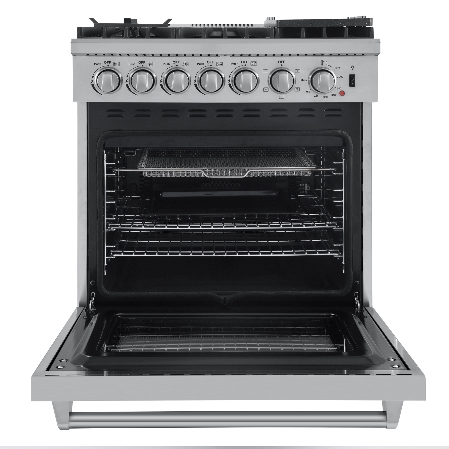 Forno Marco 36-Inch Dual Fuel Range Stainless Steel, 6 Sealed Burners - 67,000 BTU, 5.36 cu.ft. True Convection Oven