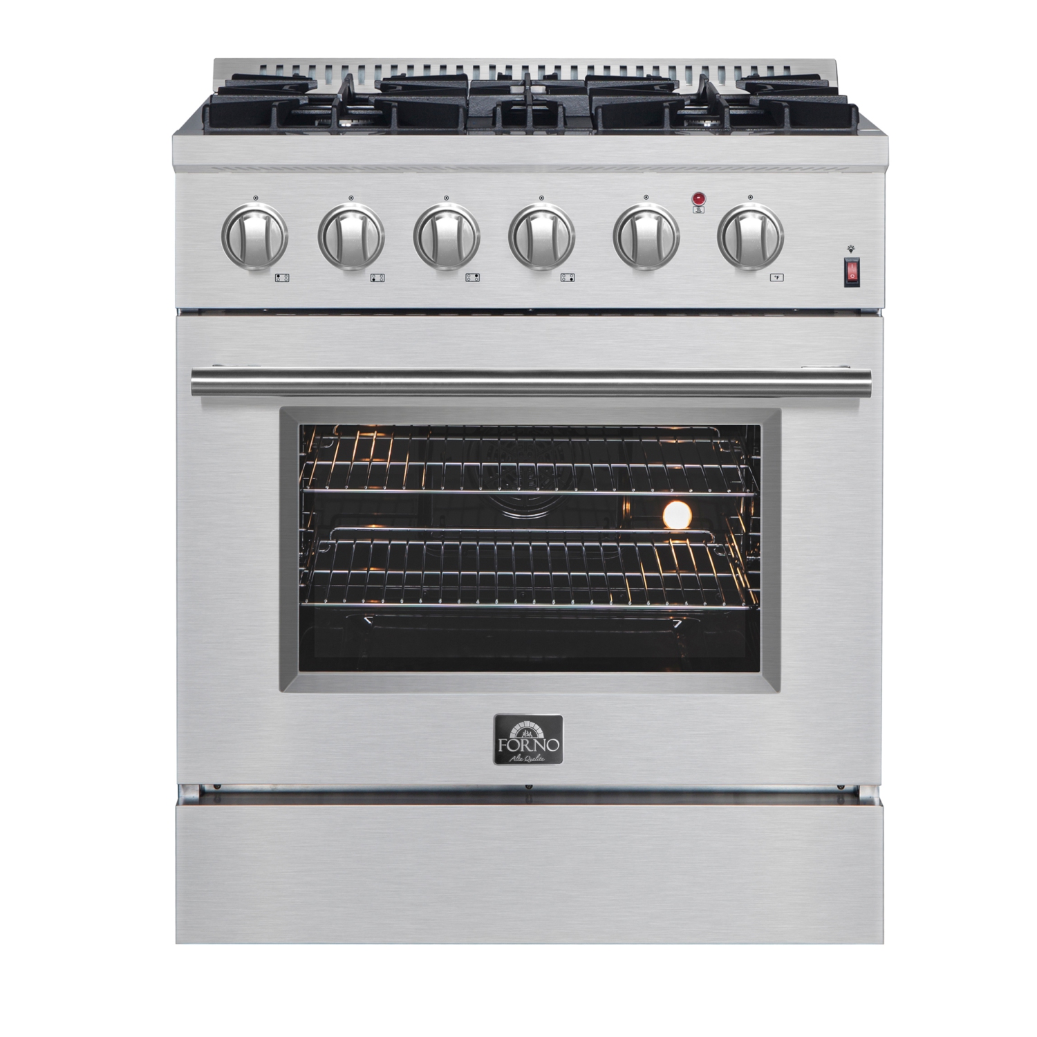 Forno Marco 30-inch Dual Fuel Range Stainless Steel, 4 Sealed Burners - 37,000 BTU, 4.32 cu.ft. True Convection Oven